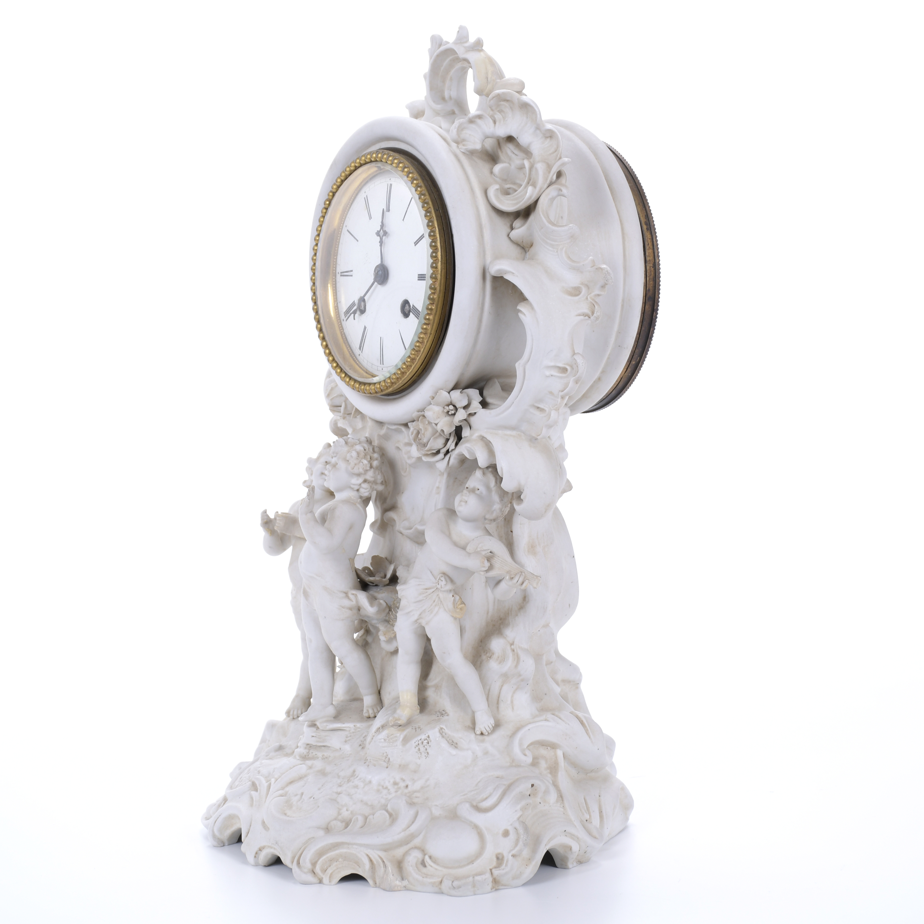 RELOJ DE SOBREMESA EN PORCELANA DE BISCUIT, PRIMERA MITAD S