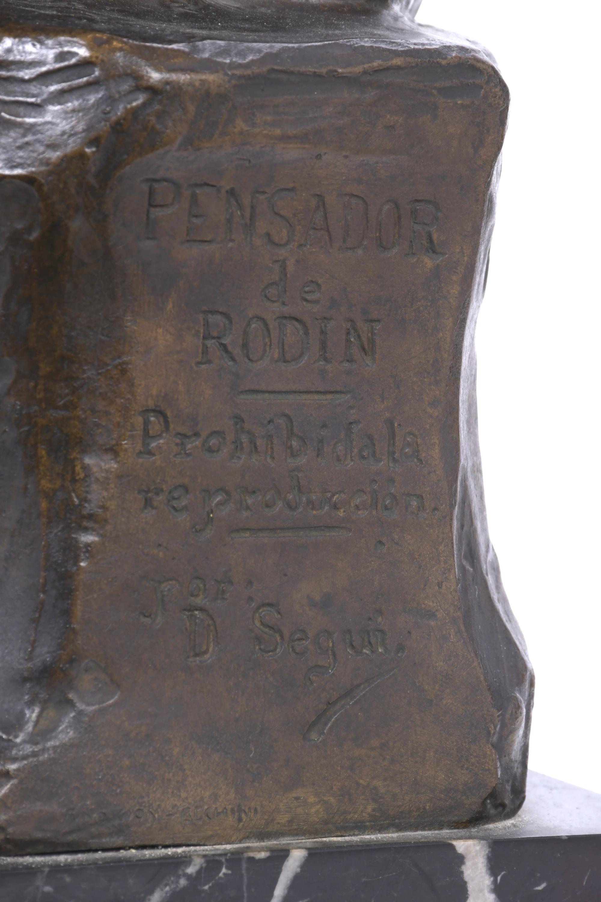 D. SEGUI. "EL PENSADOR" DE AUGUSTE RODIN, MED. SIGLO XX. 