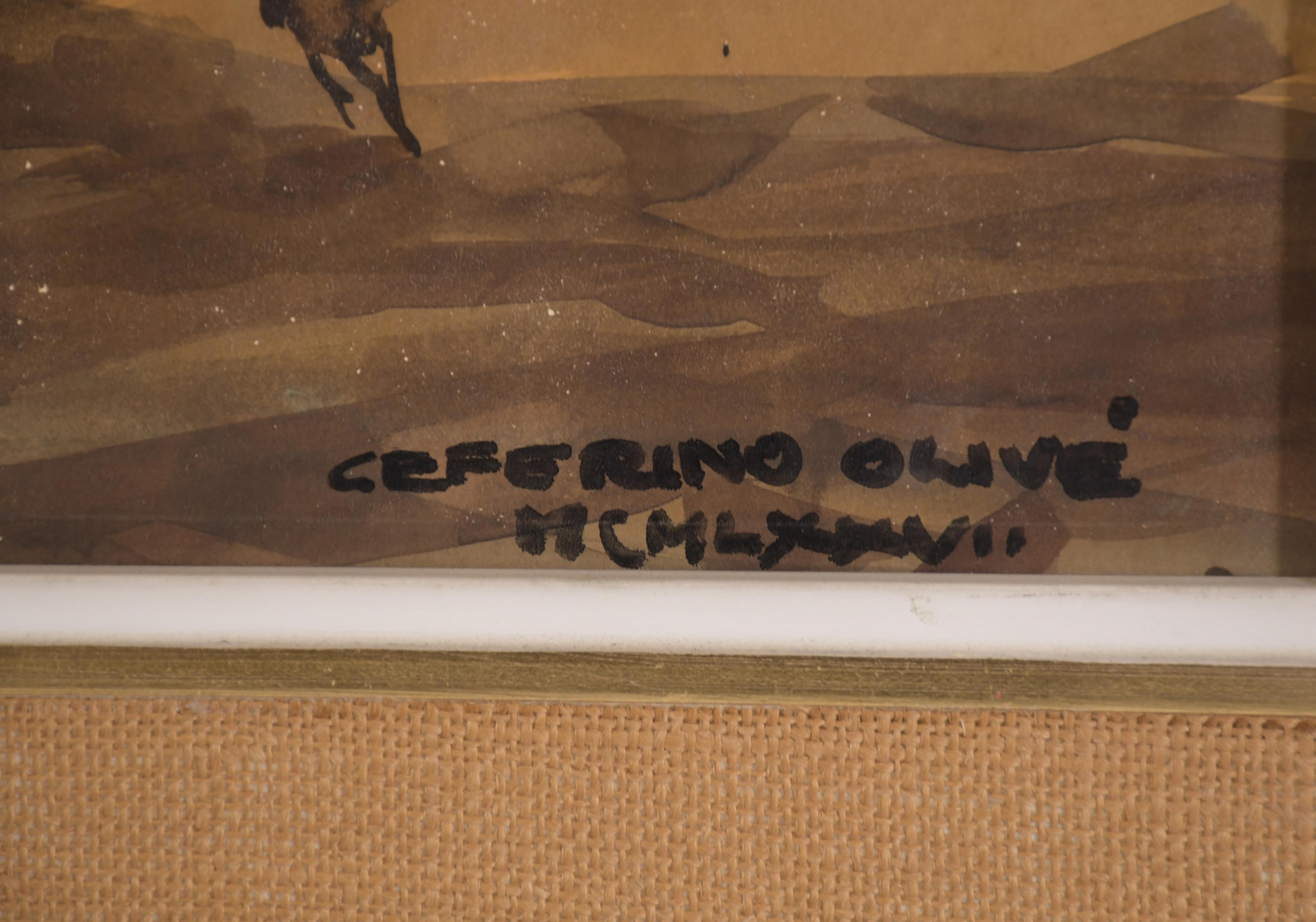 CEFERINO OLIVÉ (1907-1995).  "PLAZOLETA RURAL, MONZÓN", 197