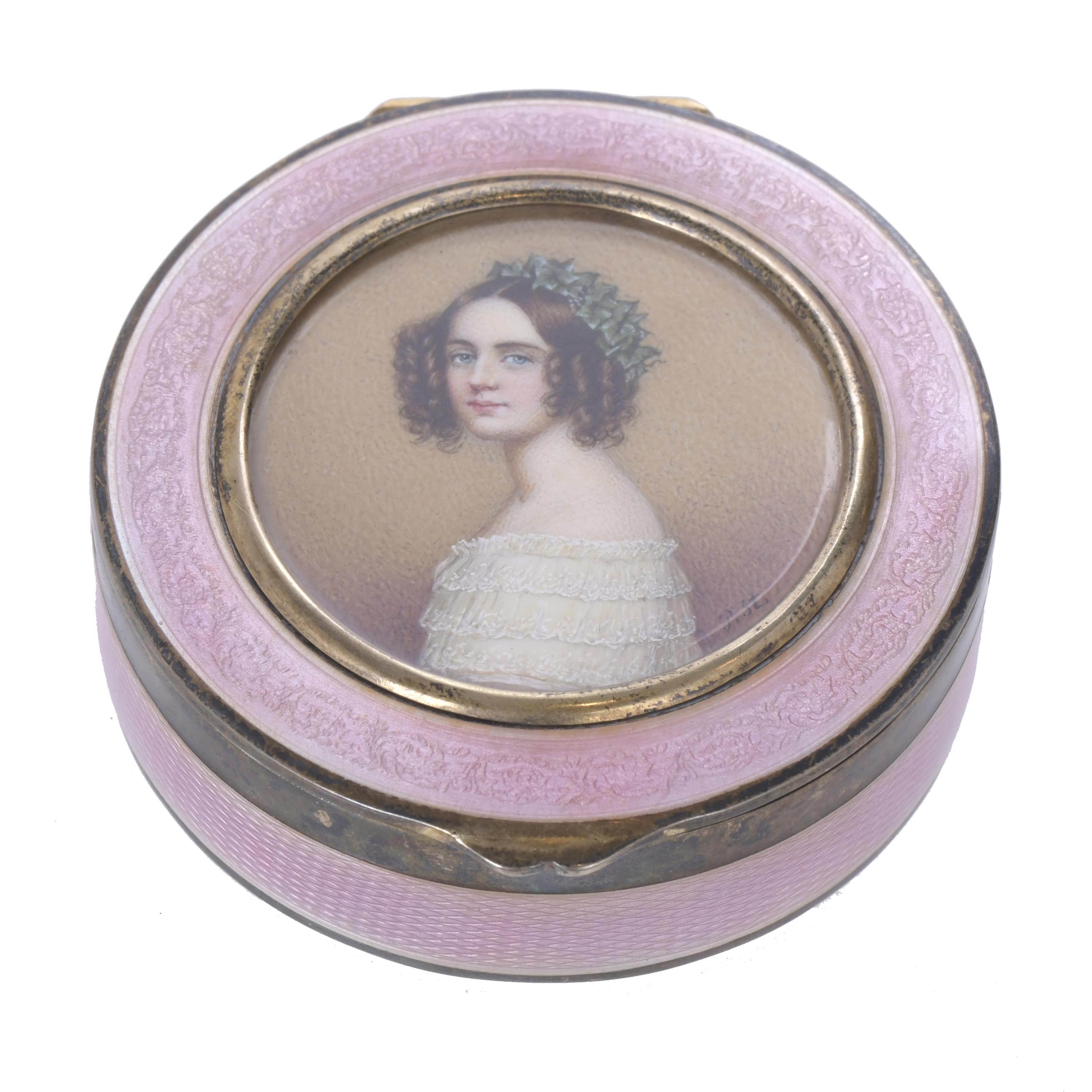 CAJITA AUSTRÍACA BIEDERMEIER CON MINIATURA, CIRCA 1830 - 18