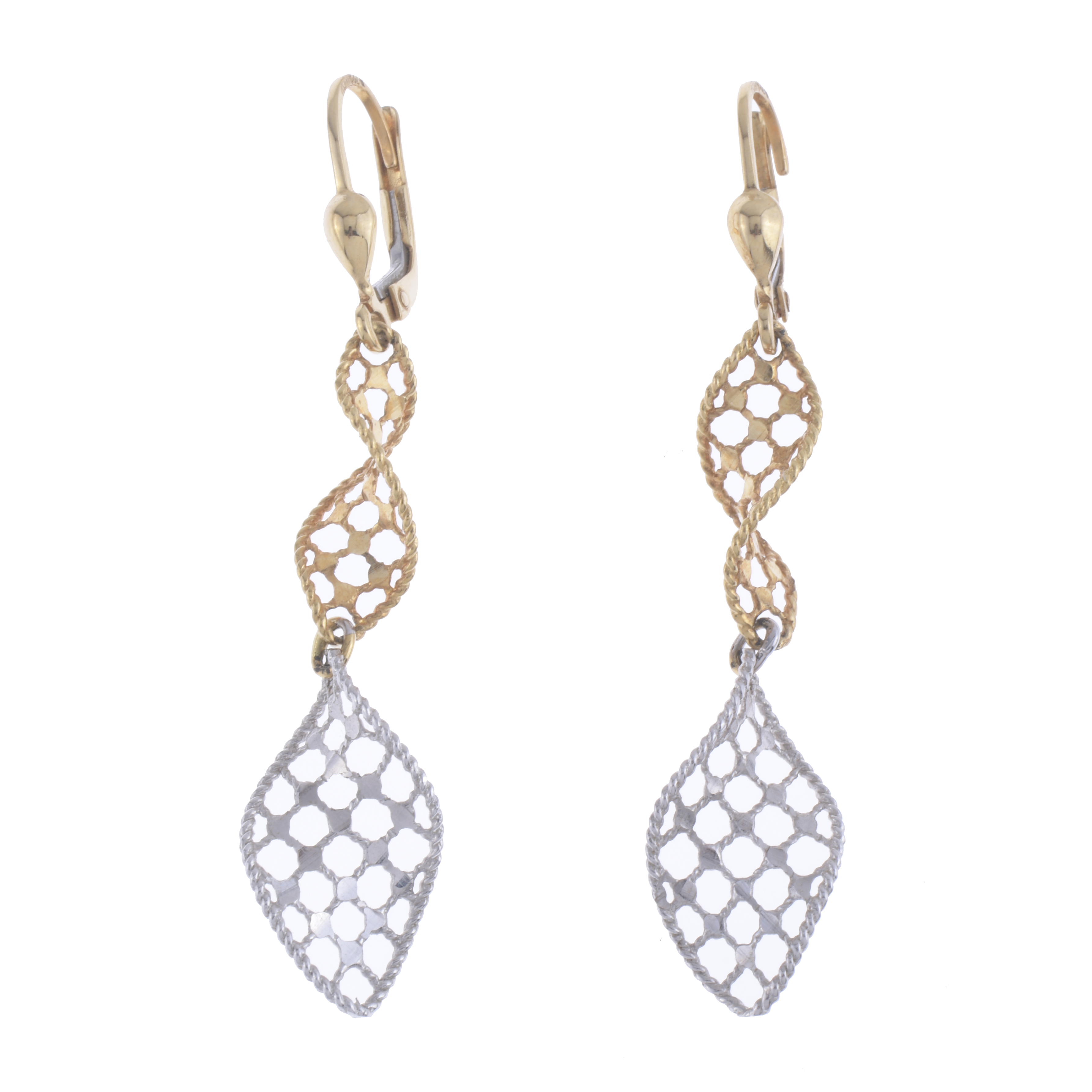 Pendientes largos bicolor.
