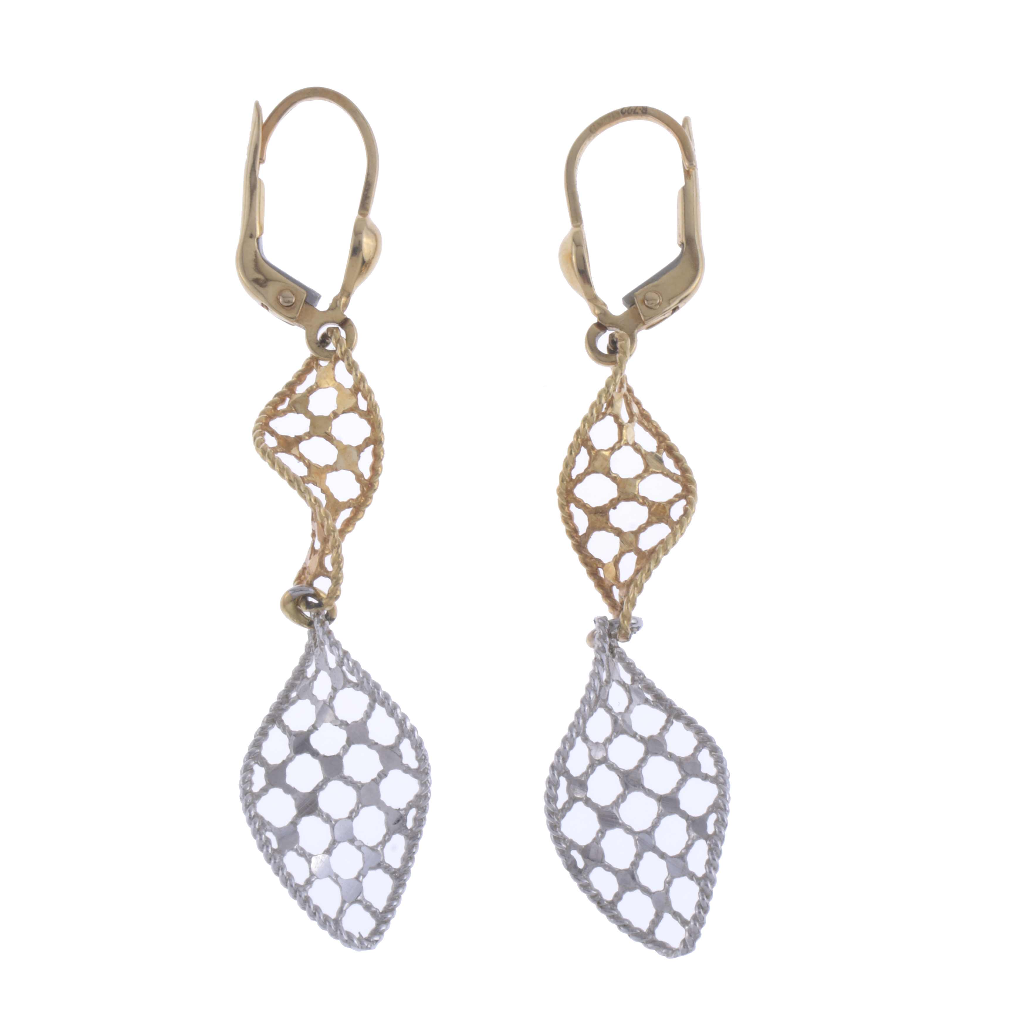 Pendientes largos bicolor.
