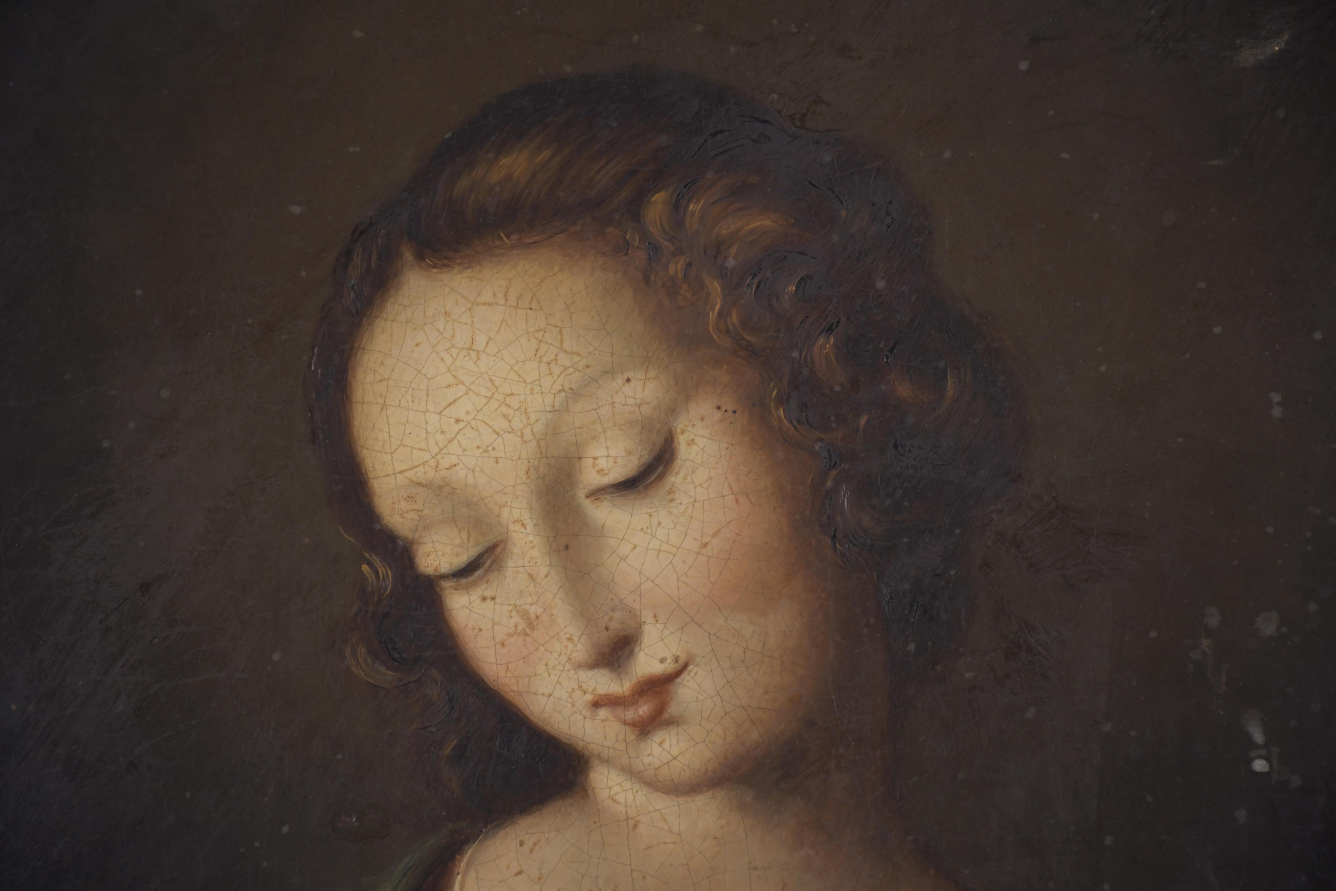 ESCUELA ITALIANA, SIGLO XIX.  "Virgen con niño". 