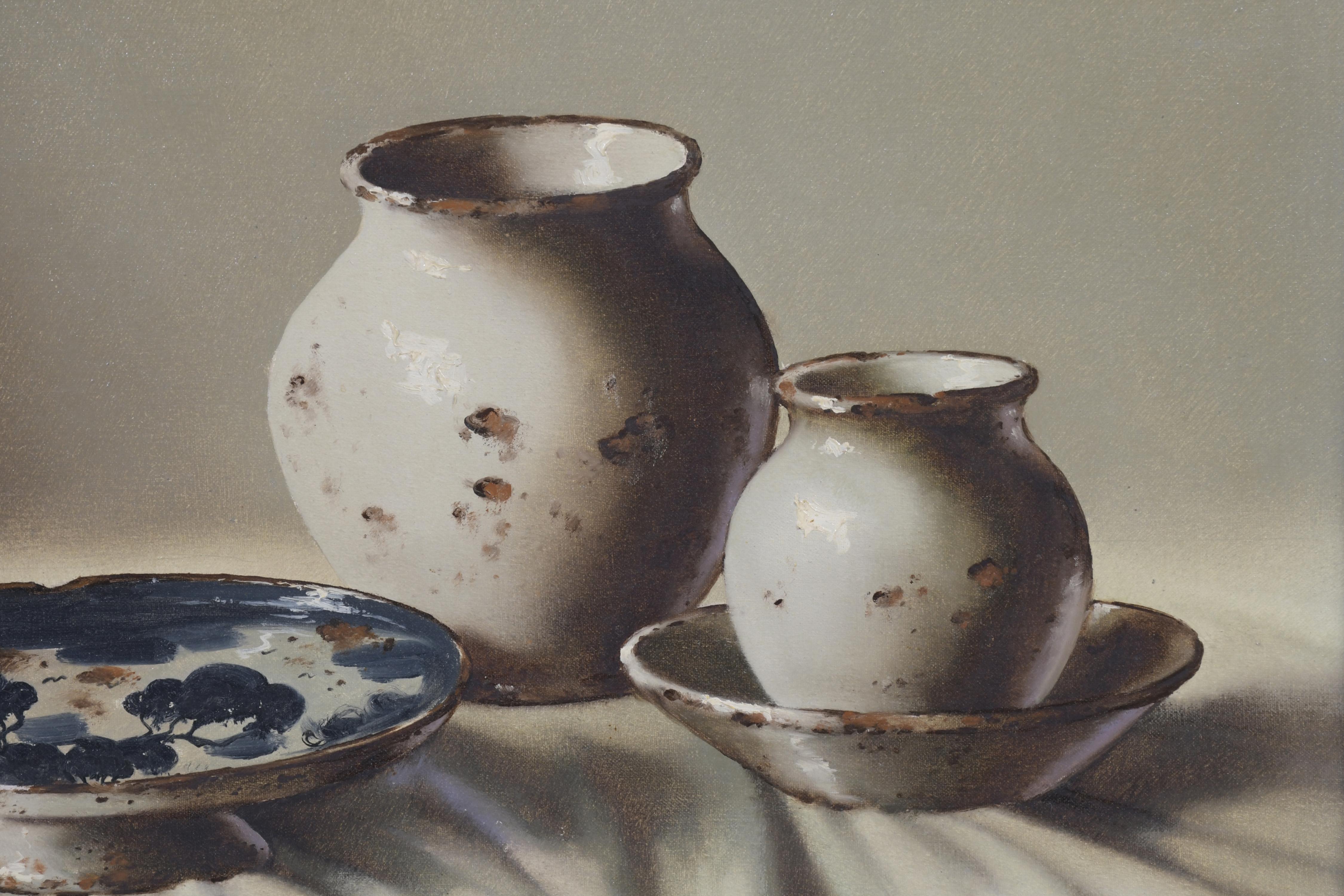 MANUEL BLESA (1945). "Bodegón cerámica", 1987.