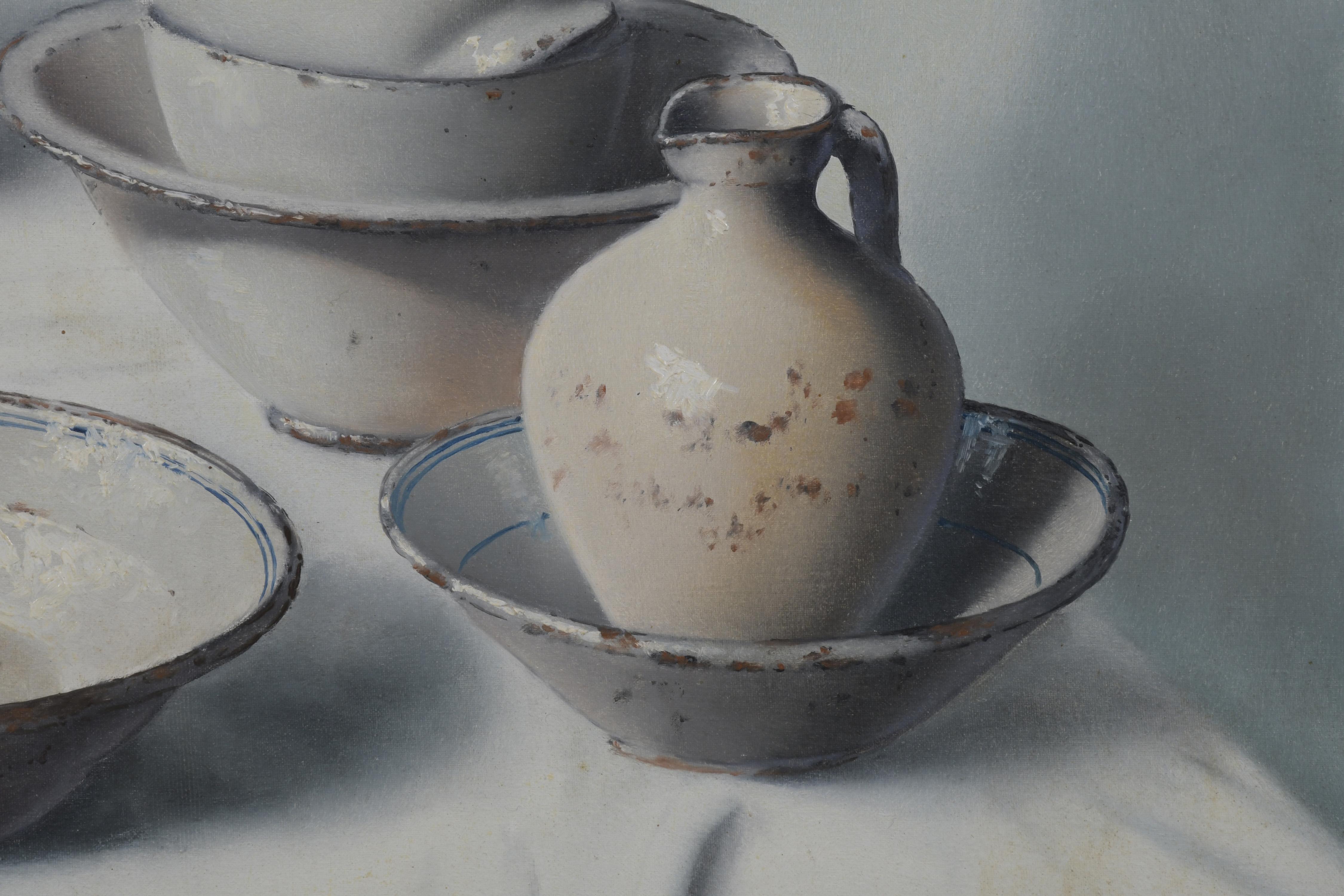 MANUEL BLESA (1945). "Bodegón cerámica", 1990.