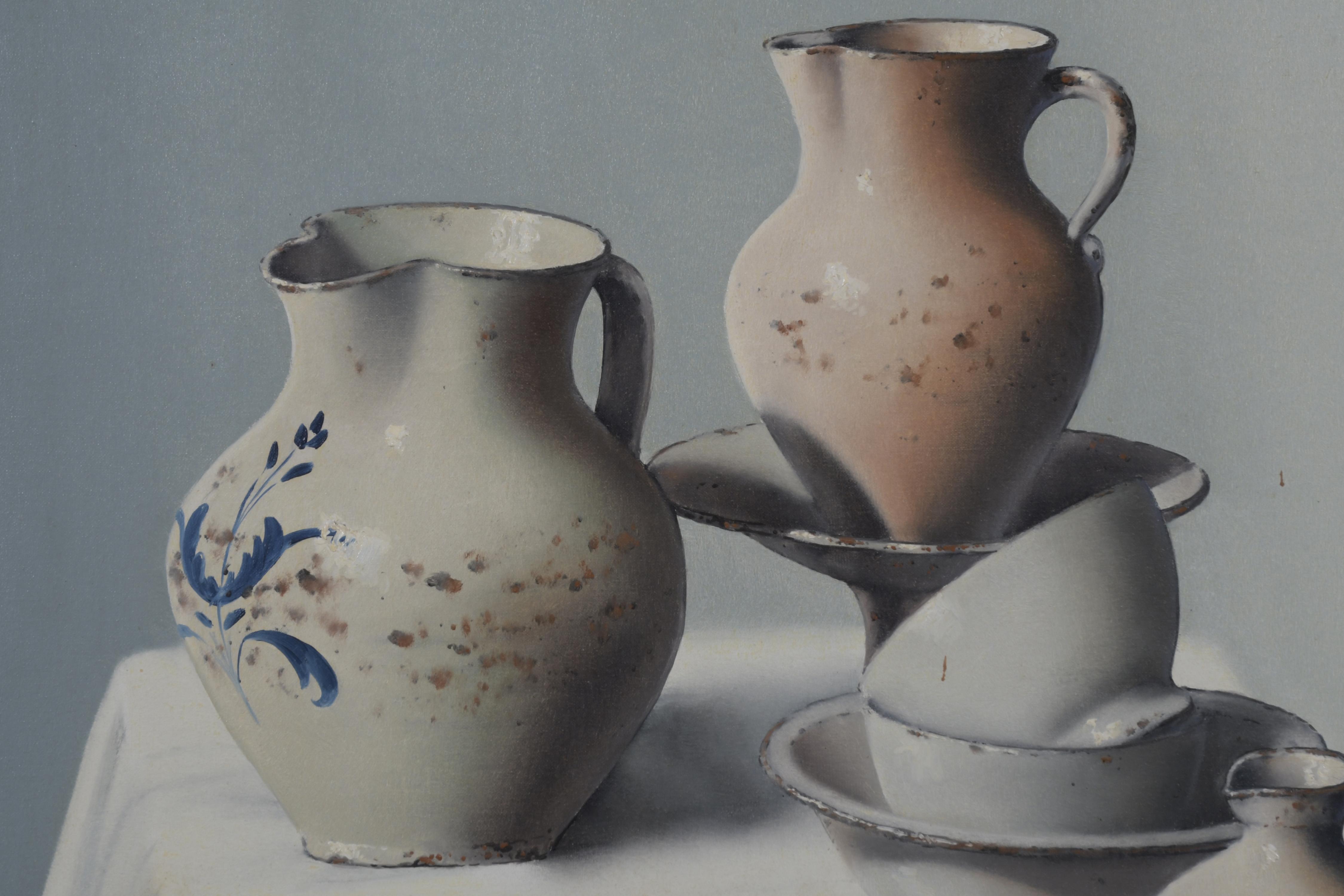 MANUEL BLESA (1945). "Bodegón cerámica", 1990.