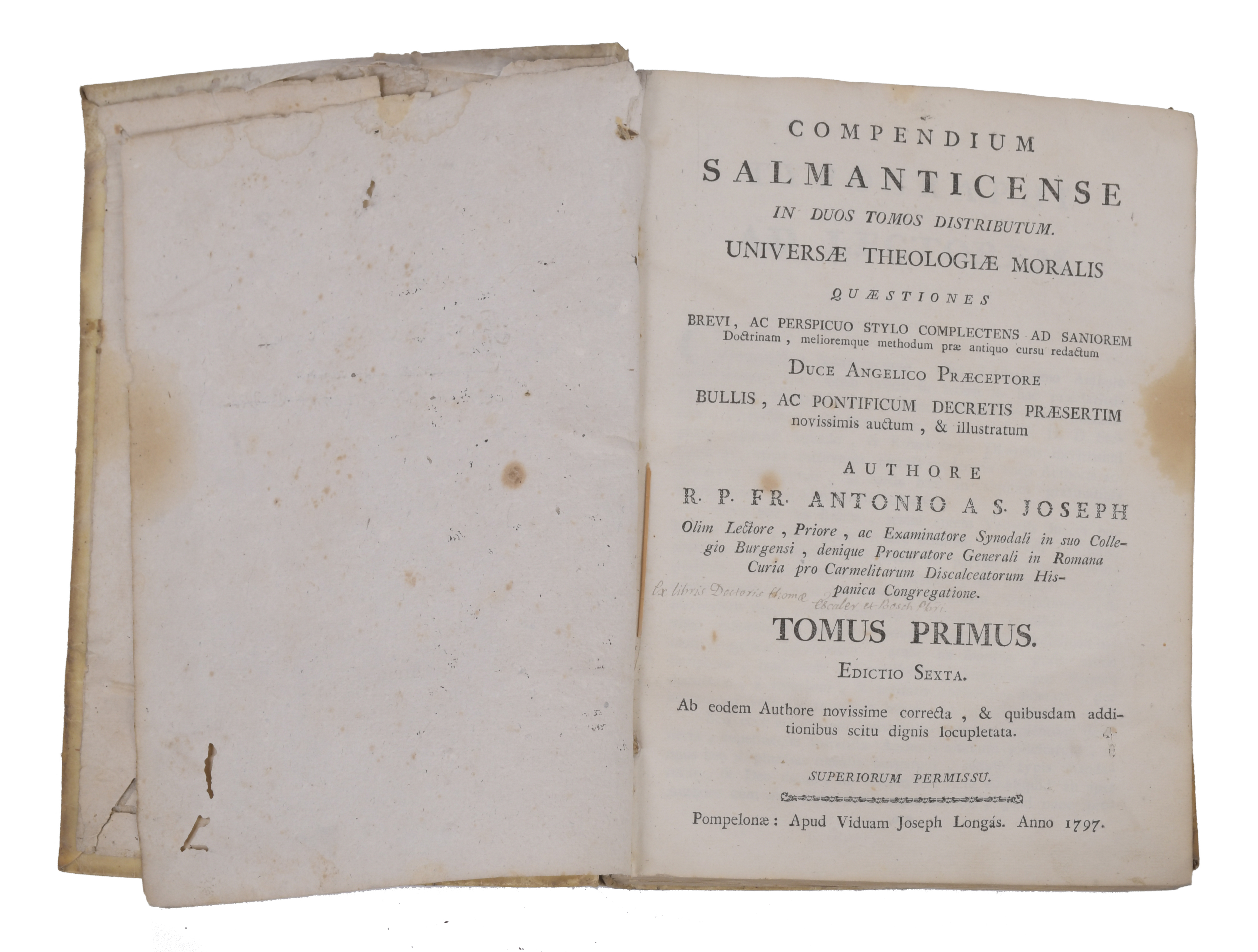 ANTONIO DE SAN JOSÉ (1716 - 1794).  Compendium salmanticens