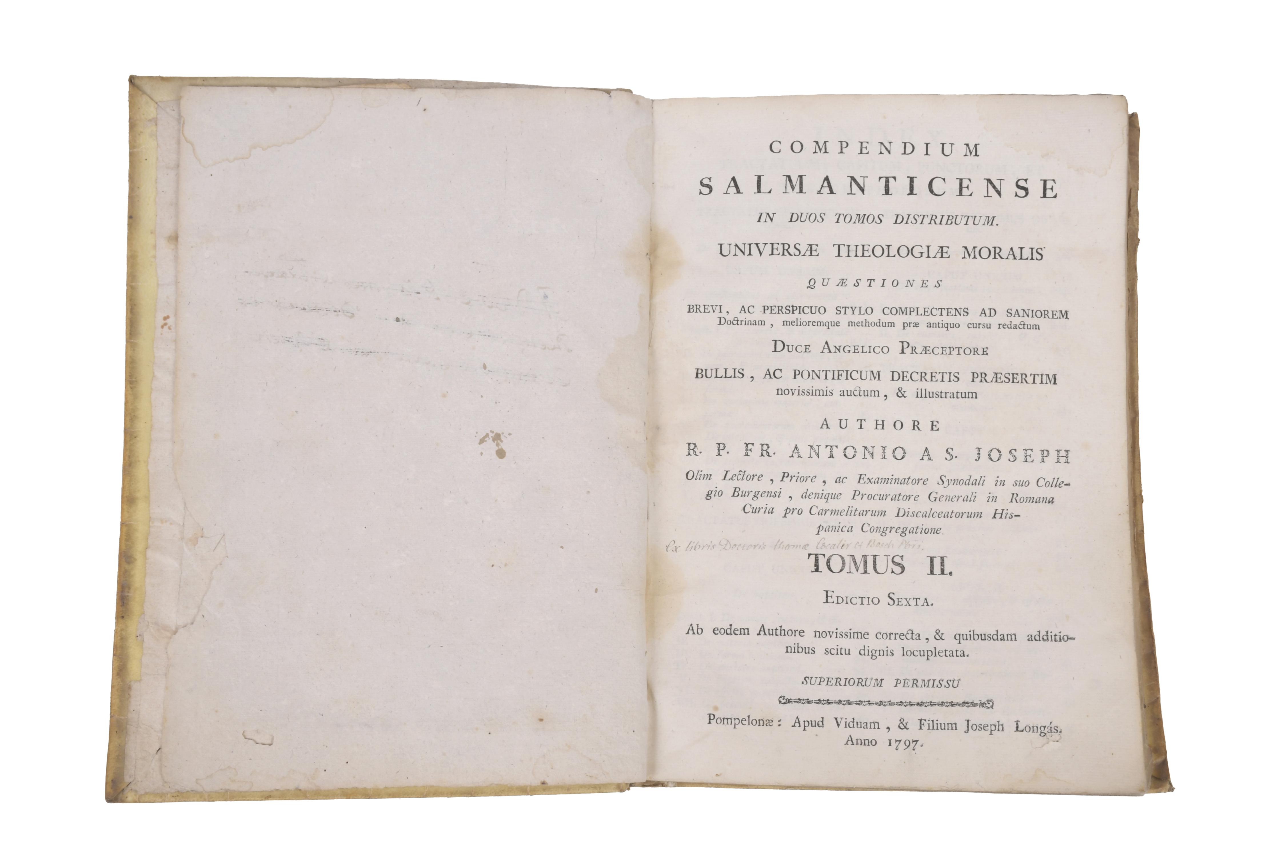 ANTONIO DE SAN JOSÉ (1716 - 1794).  Compendium salmanticens