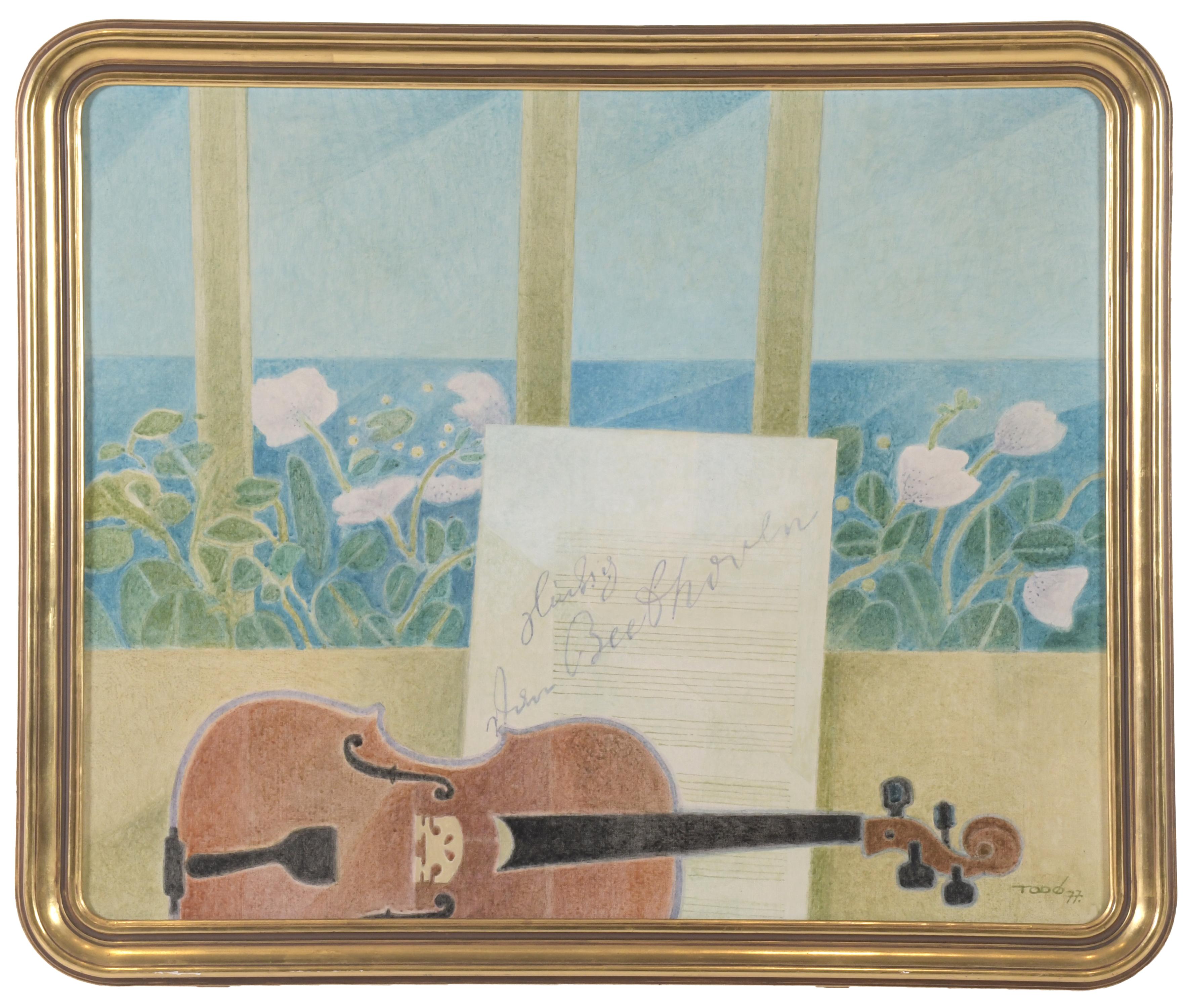 FRANCESC TODÓ (1922-2016). "VENTANA Y VIOLÍN". 1977.