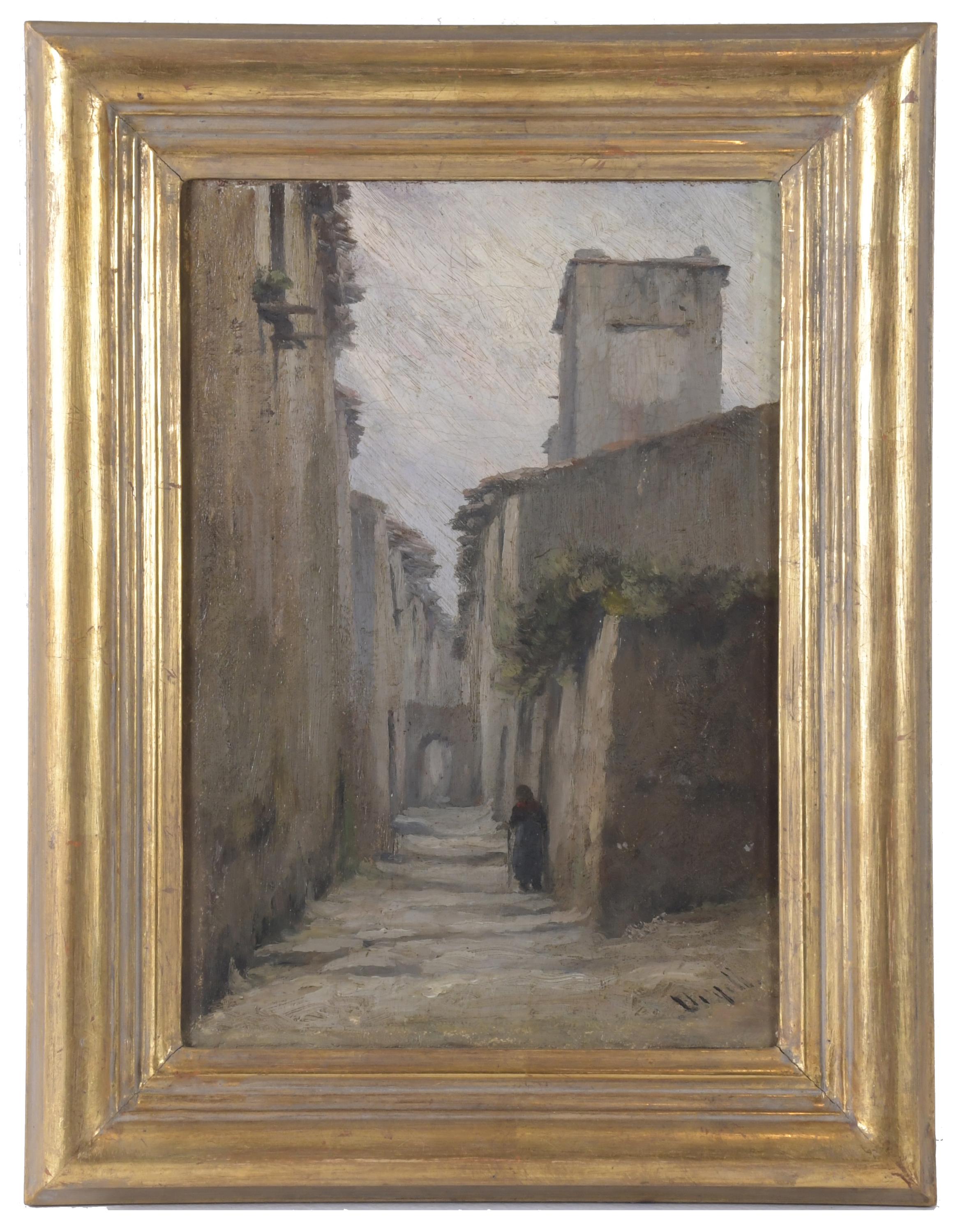 MODEST URGELL I INGLADA (1839-1919). "CALLE CON FIGURA".