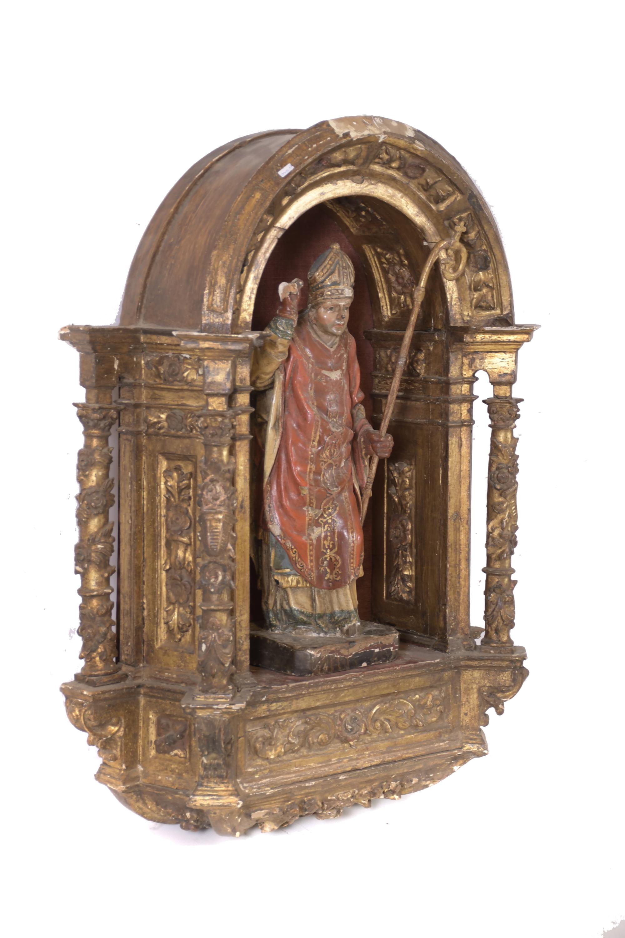 ESCUELA ESPAÑOLA, SIGLO XVIII.  "San Nicolás" con hornacina