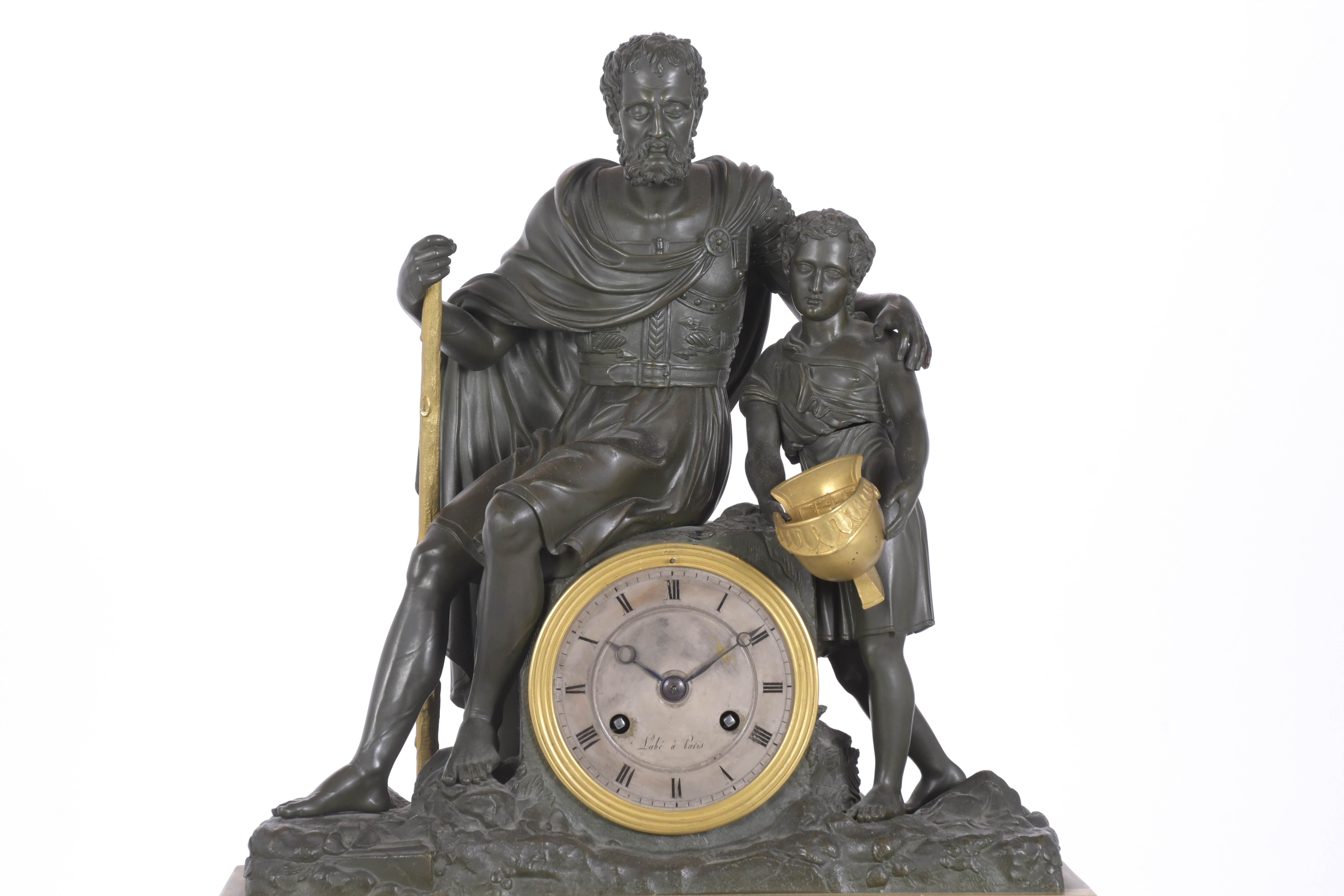 Reloj de sobremesa Imperio con alegoría a la leyenda de Bel