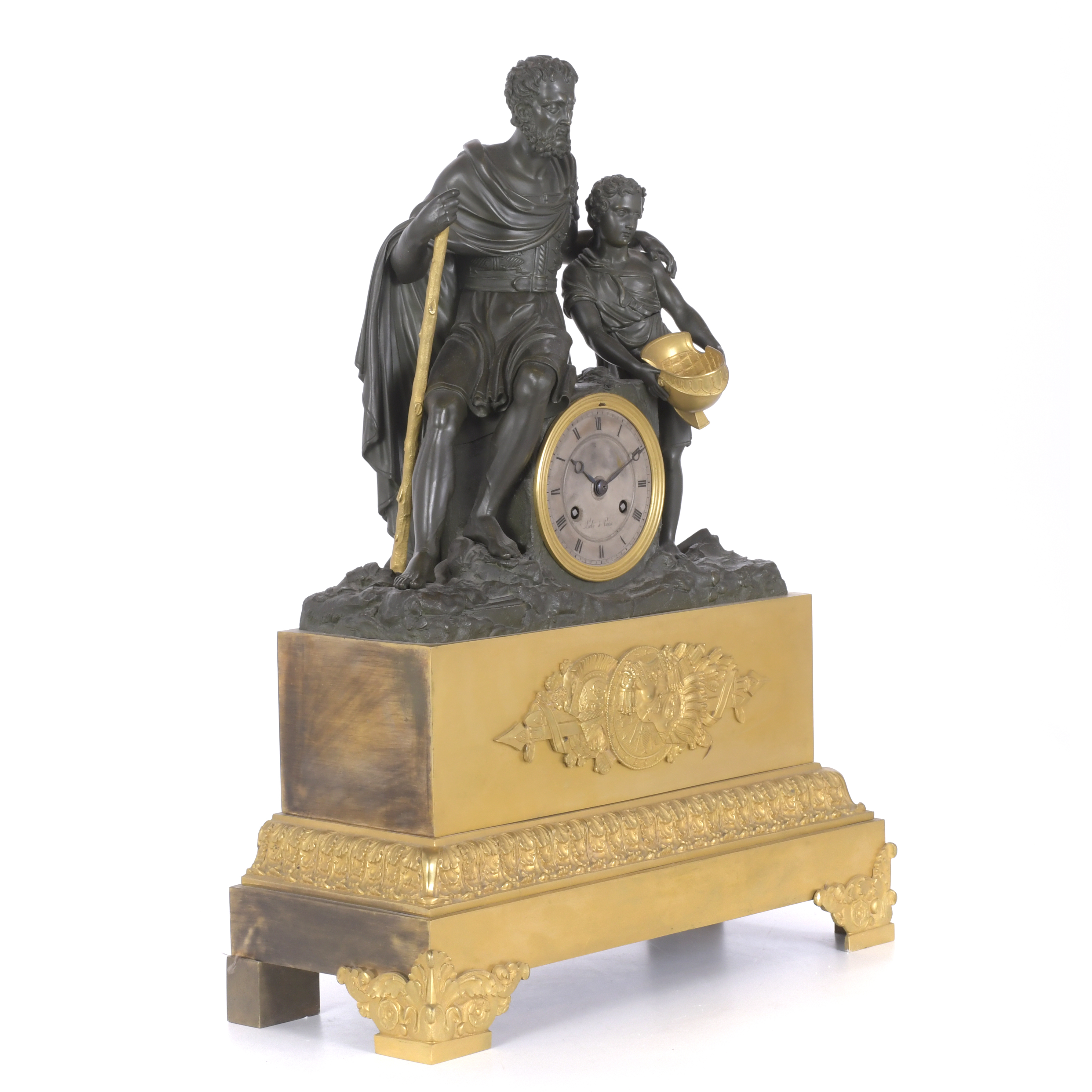 Reloj de sobremesa Imperio con alegoría a la leyenda de Bel