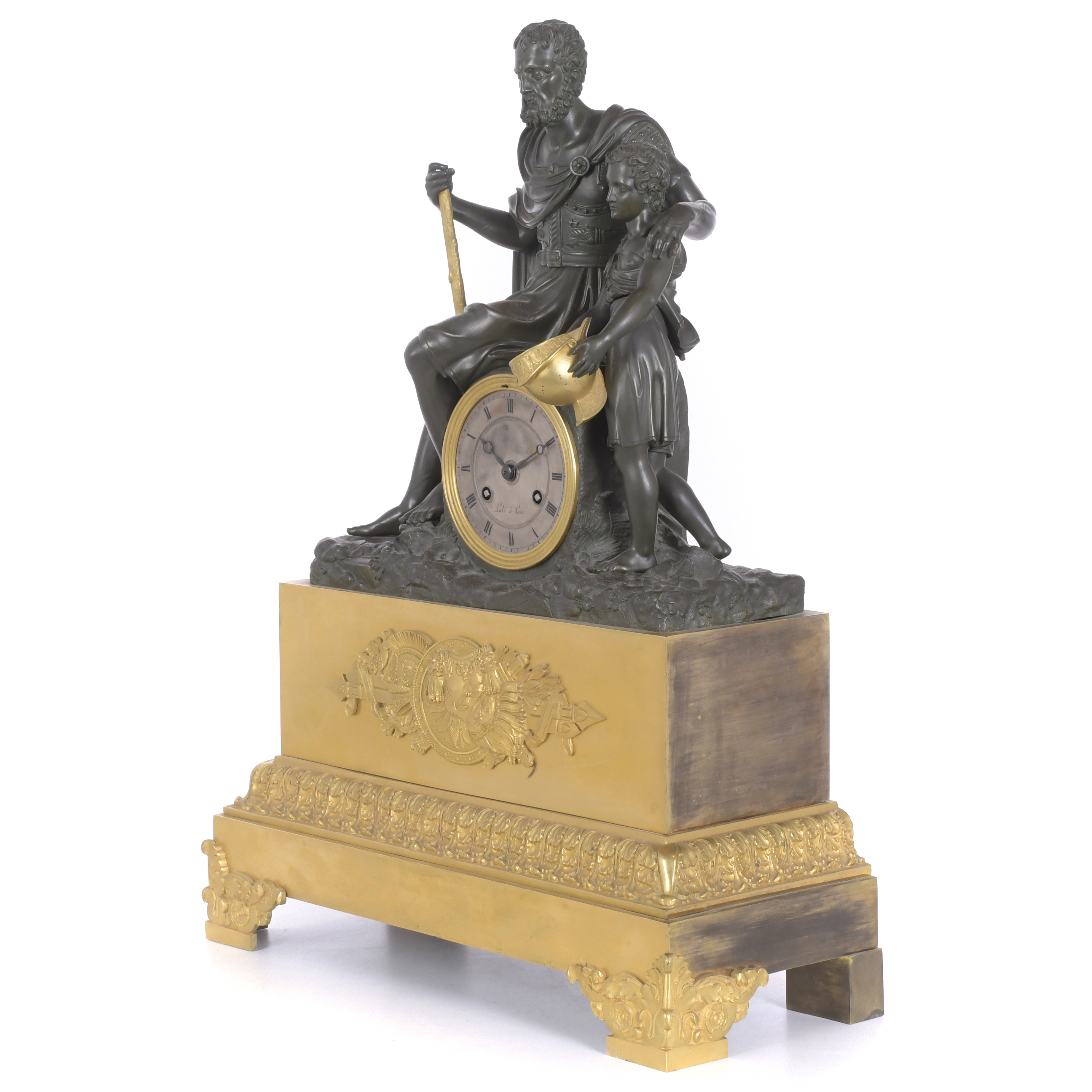 Reloj de sobremesa Imperio con alegoría a la leyenda de Bel