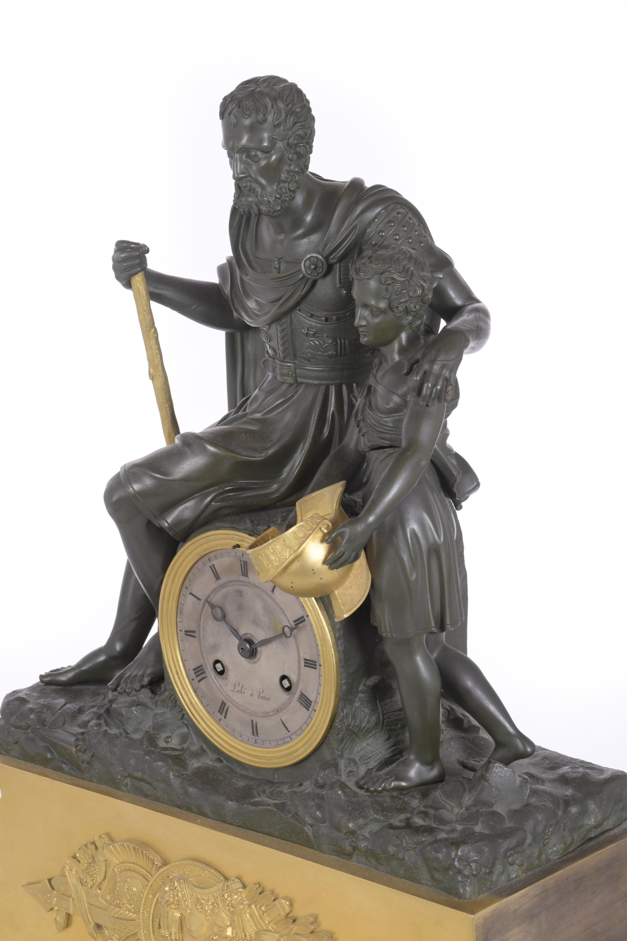 Reloj de sobremesa Imperio con alegoría a la leyenda de Bel