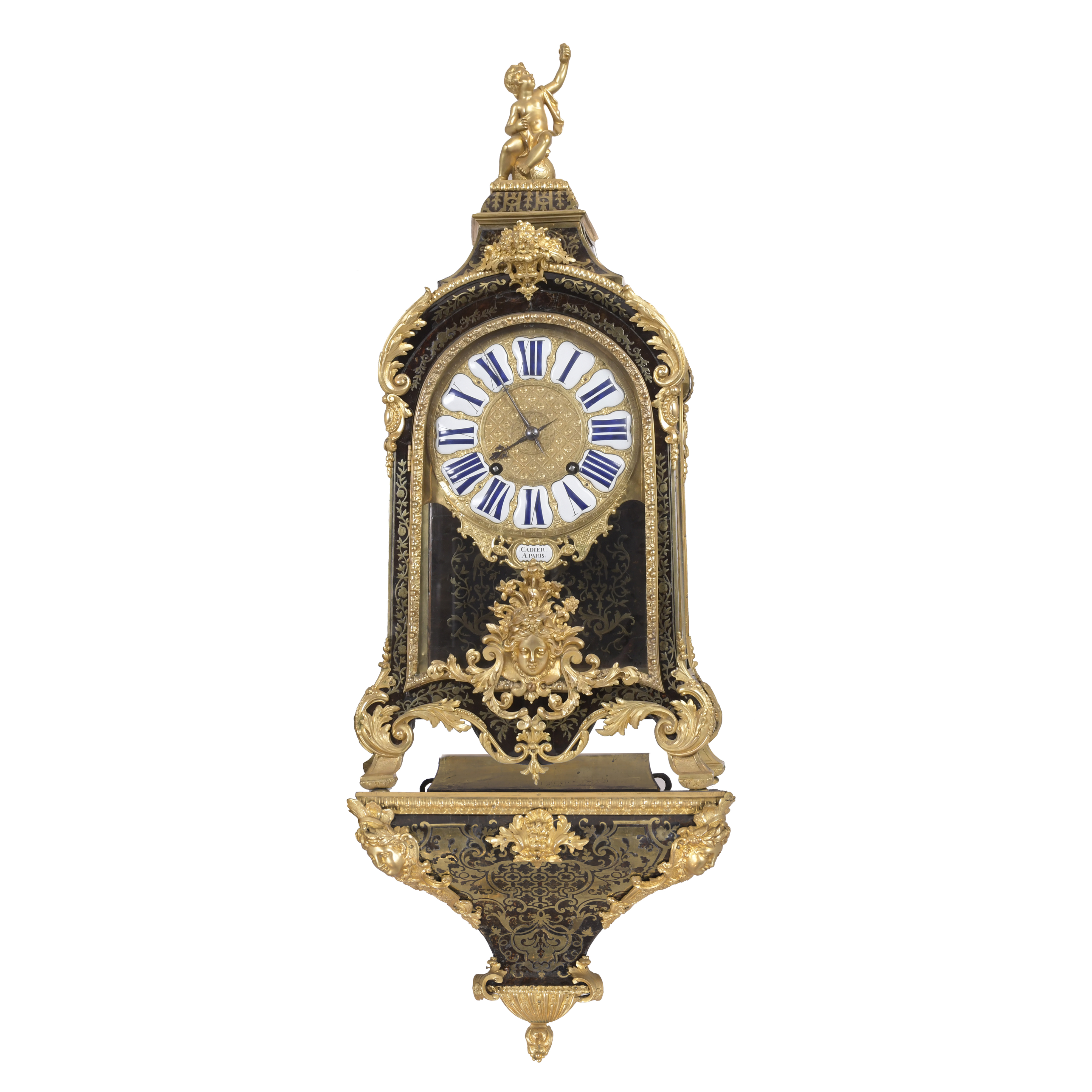 Reloj pendule en cartel Boulle Napoleón III, circa 1860.
