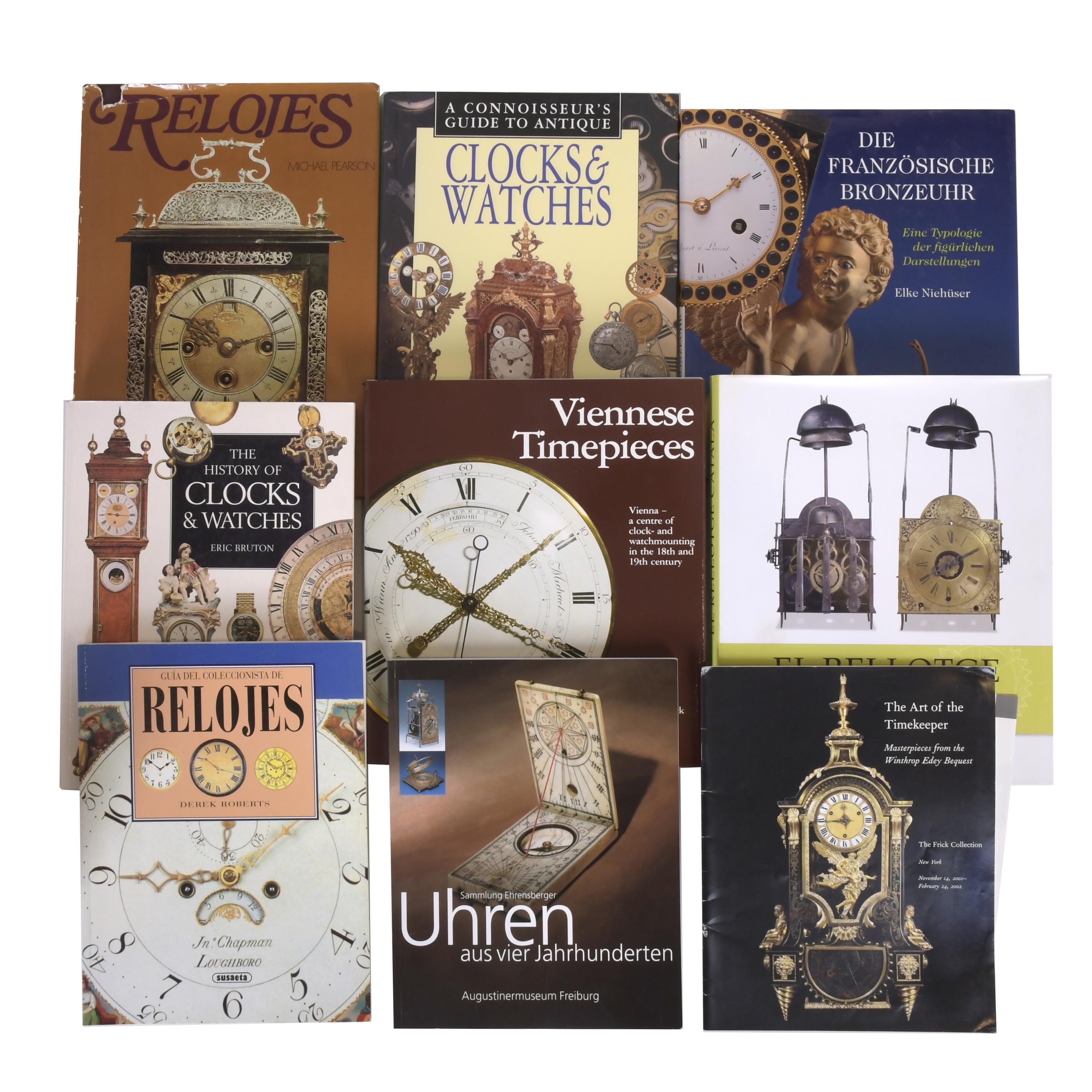 Colección de diecinueve libros sobre relojes. 