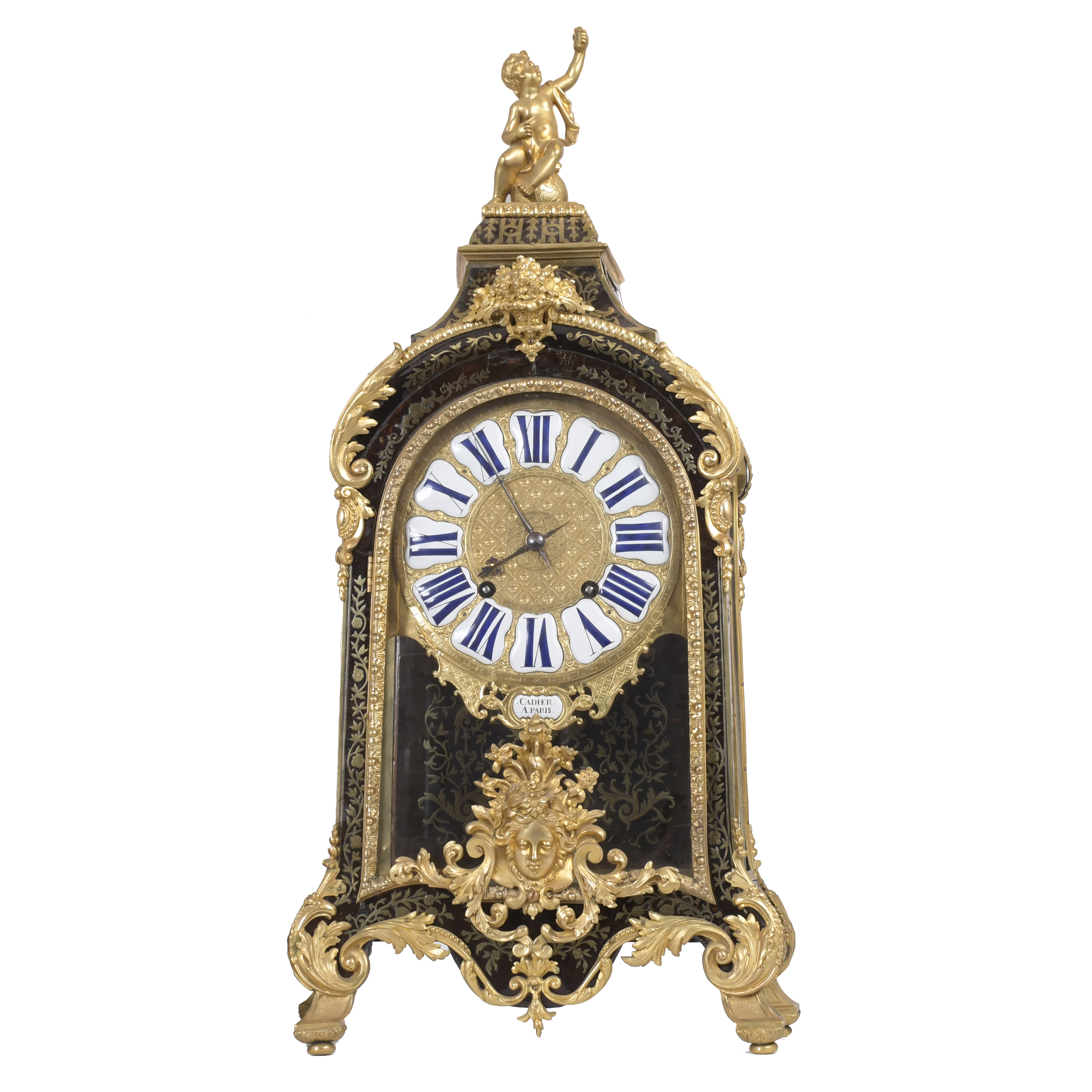 Reloj pendule en cartel Boulle Napoleón III, circa 1860.