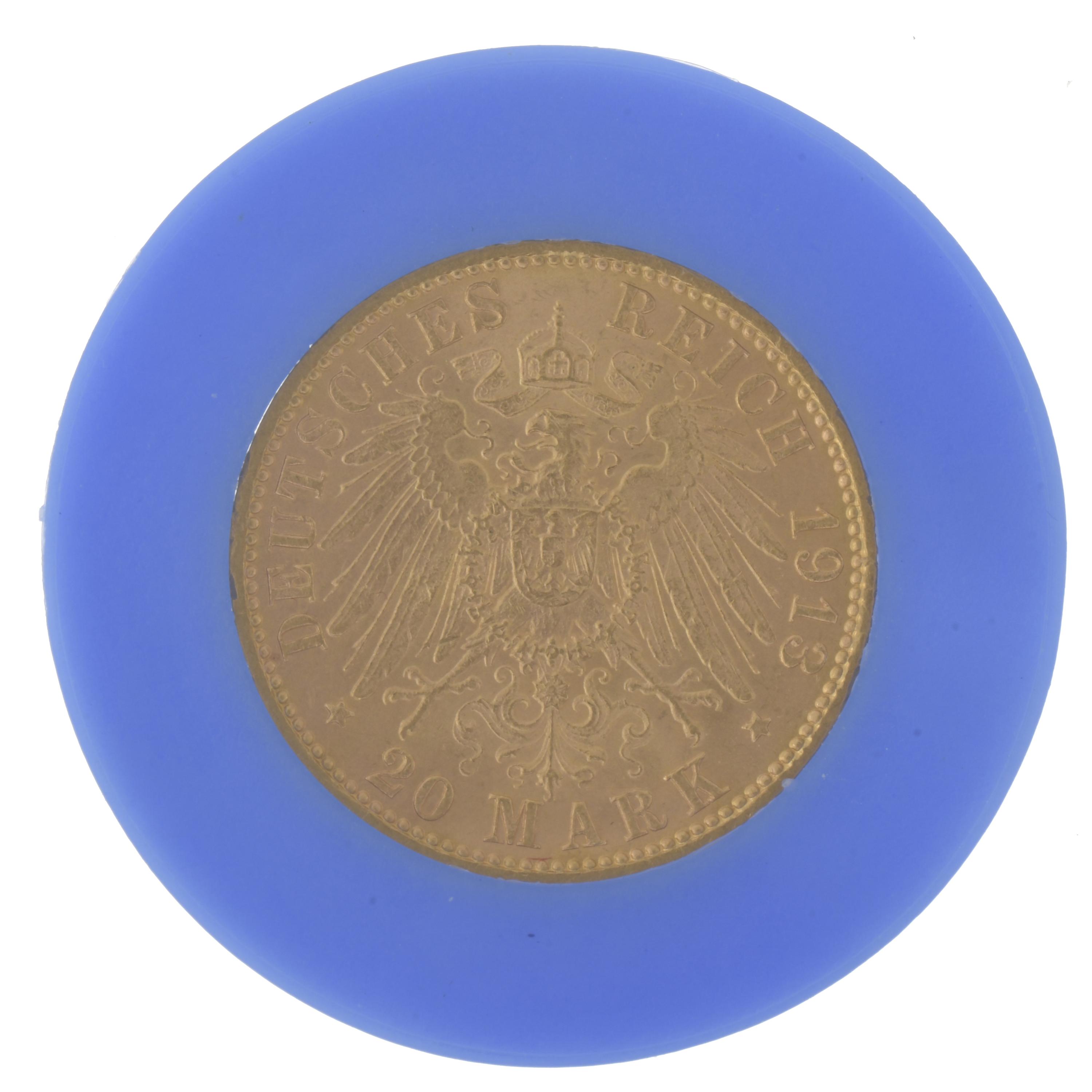 Moneda de 20 marcos en oro, 1913.