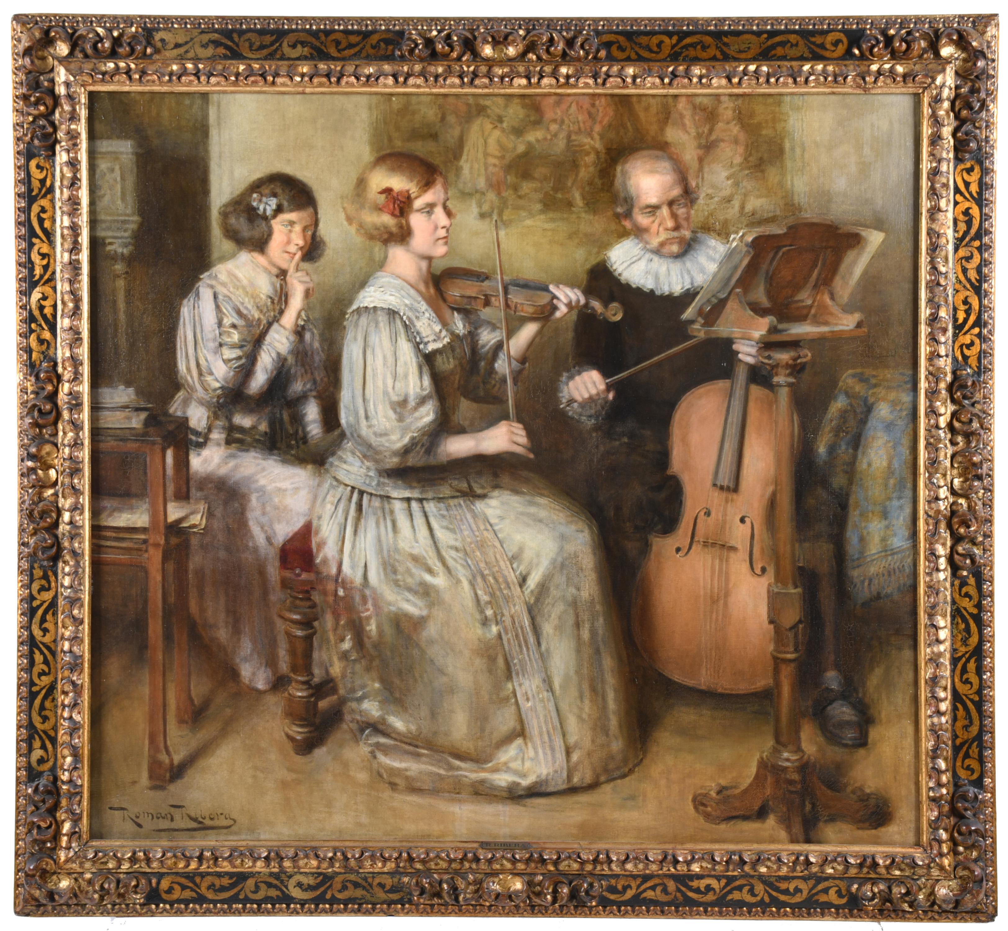 ROMÁN RIBERA CIRERA (1848-1935). "La lección de música".