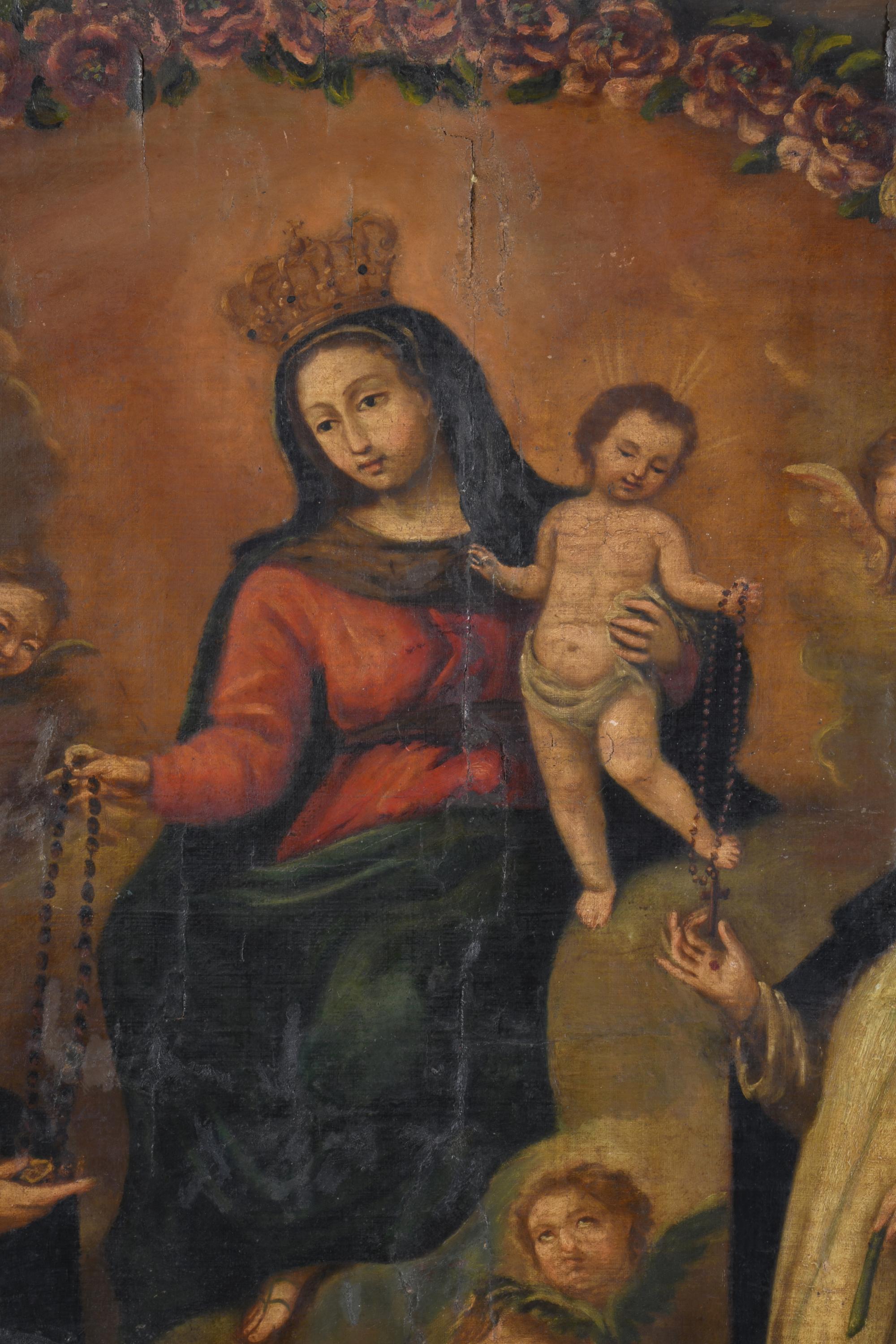 ESCUELA ANDALUZA, SIGLO XVIII. "La Virgen entregando el ros