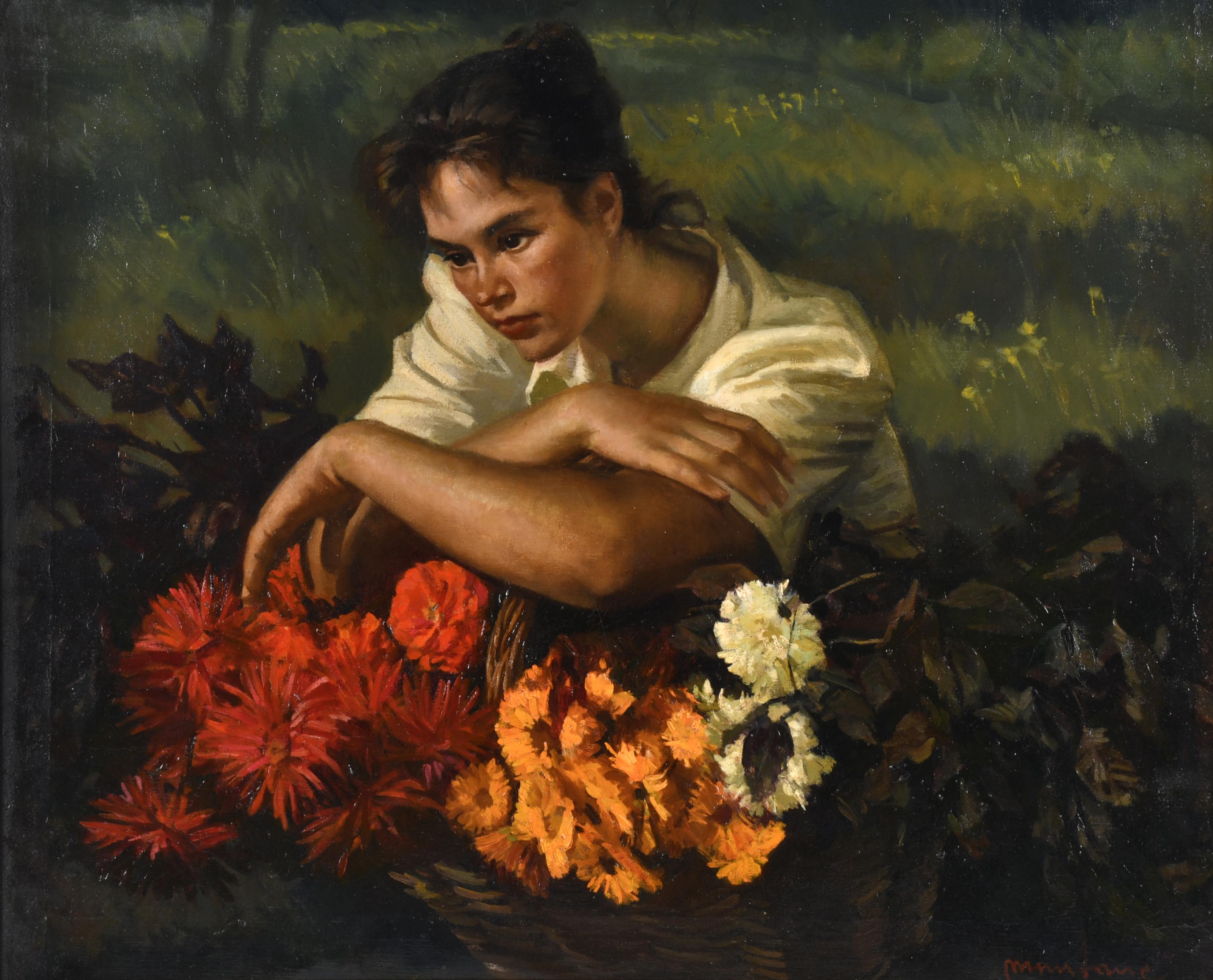 LLUÍS MUNTANÉ MUNS (1899-1987). "Joven con flores".