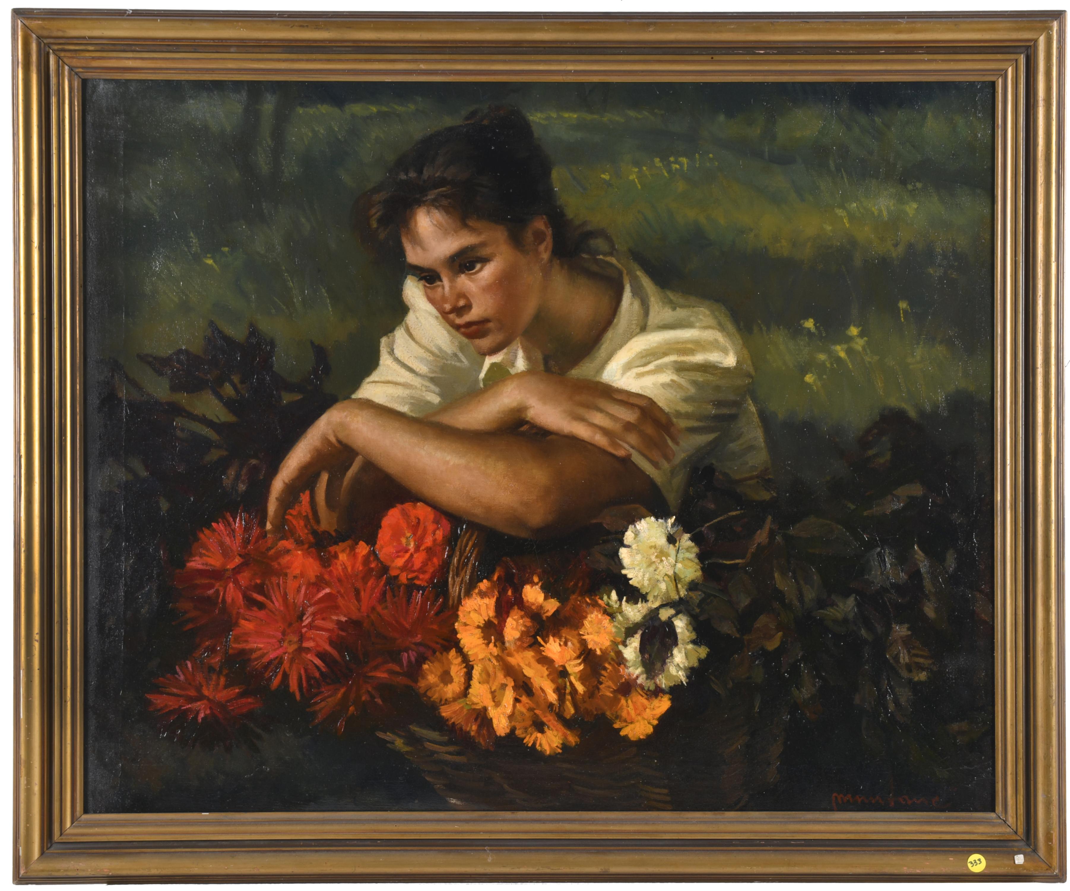 LLUÍS MUNTANÉ MUNS (1899-1987). "Joven con flores".