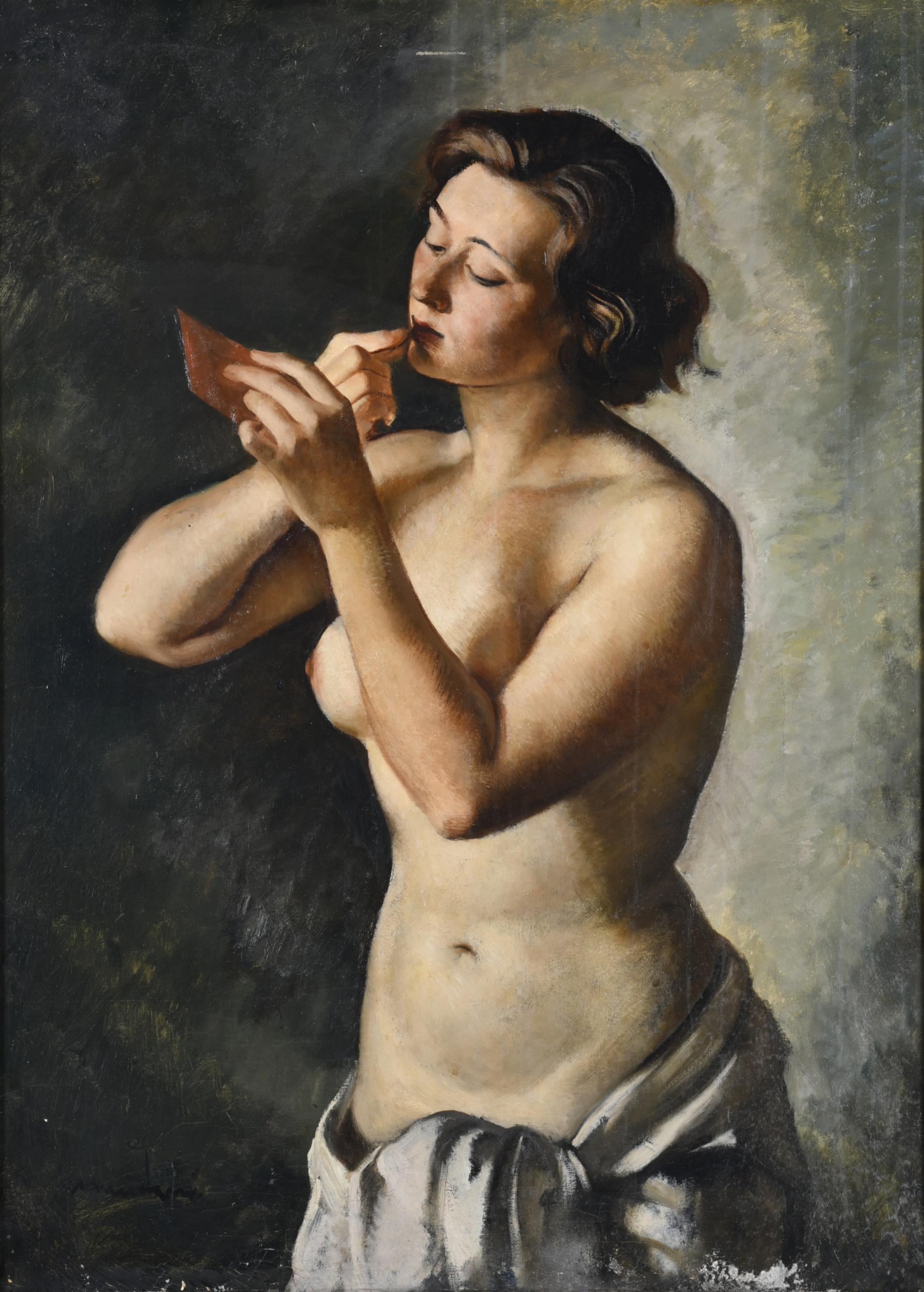 LLUÍS MUNTANÉ MUNS (1899-1987). "Joven pintándose los labio