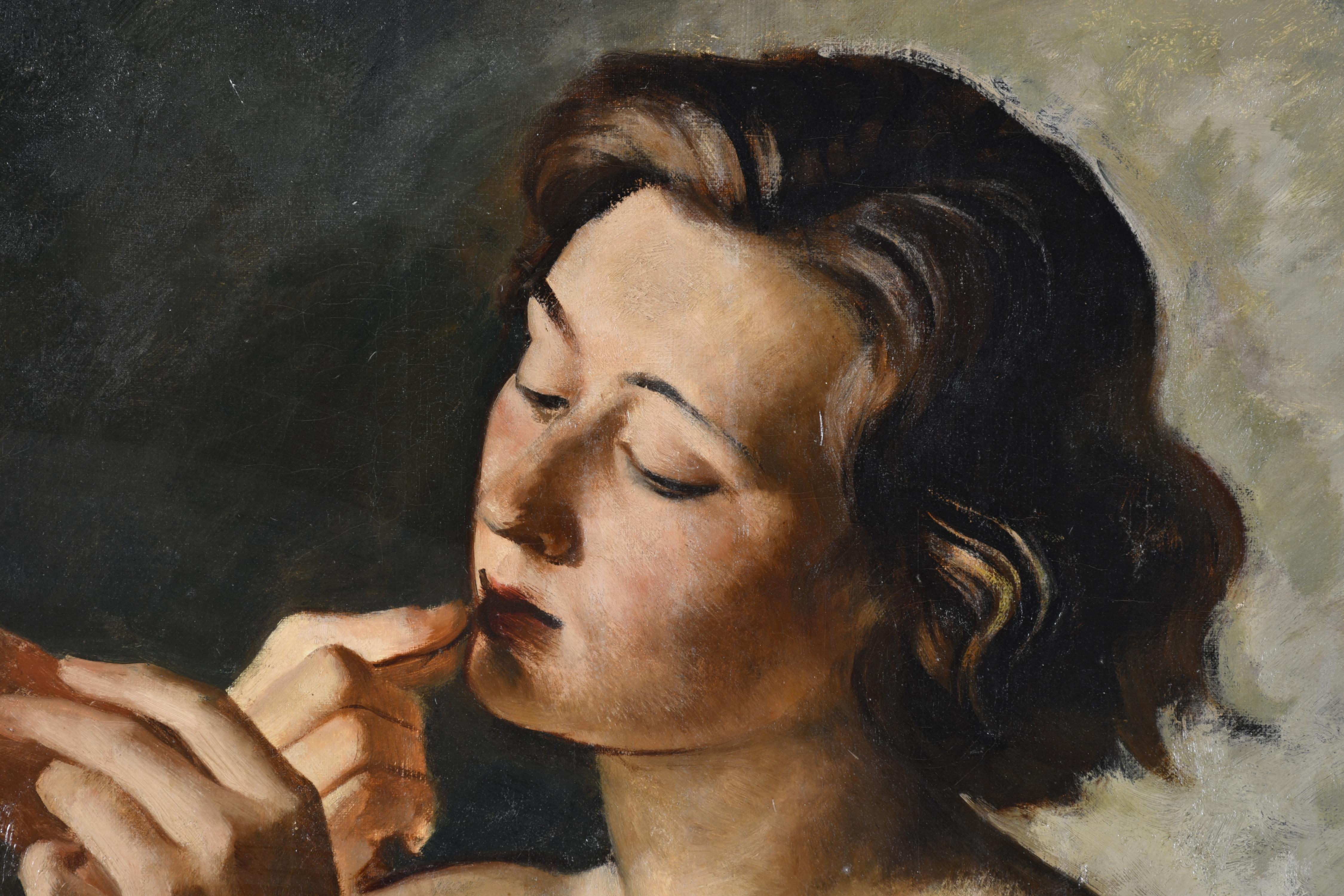 LLUÍS MUNTANÉ MUNS (1899-1987). "Joven pintándose los labio