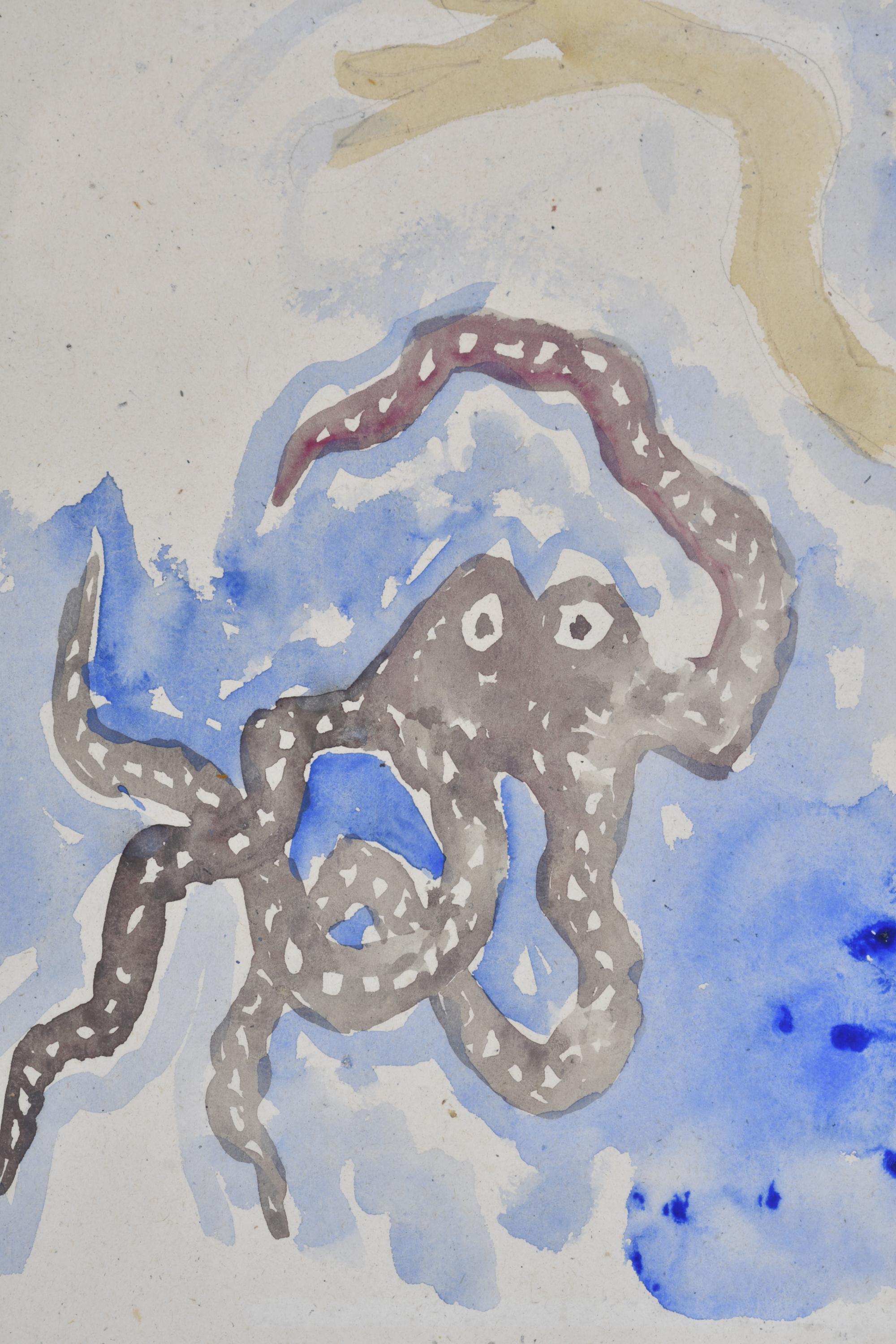 MIQUEL BARCELÓ (1957). "Pulpo y buceador", circa 1980.