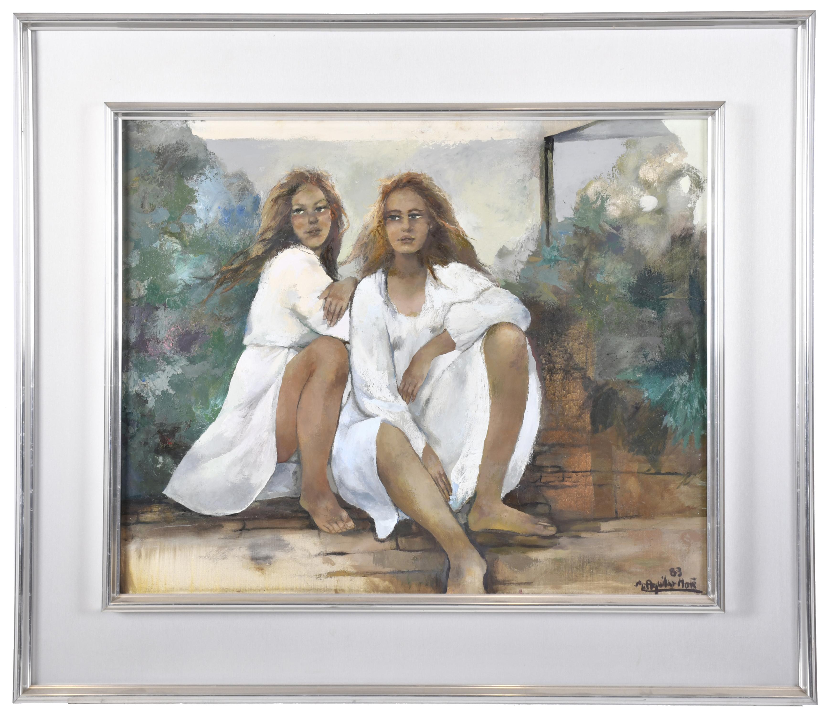 RAMÓN AGUILAR MORÉ (1924-2015). "Dos chicas sentadas", 1983