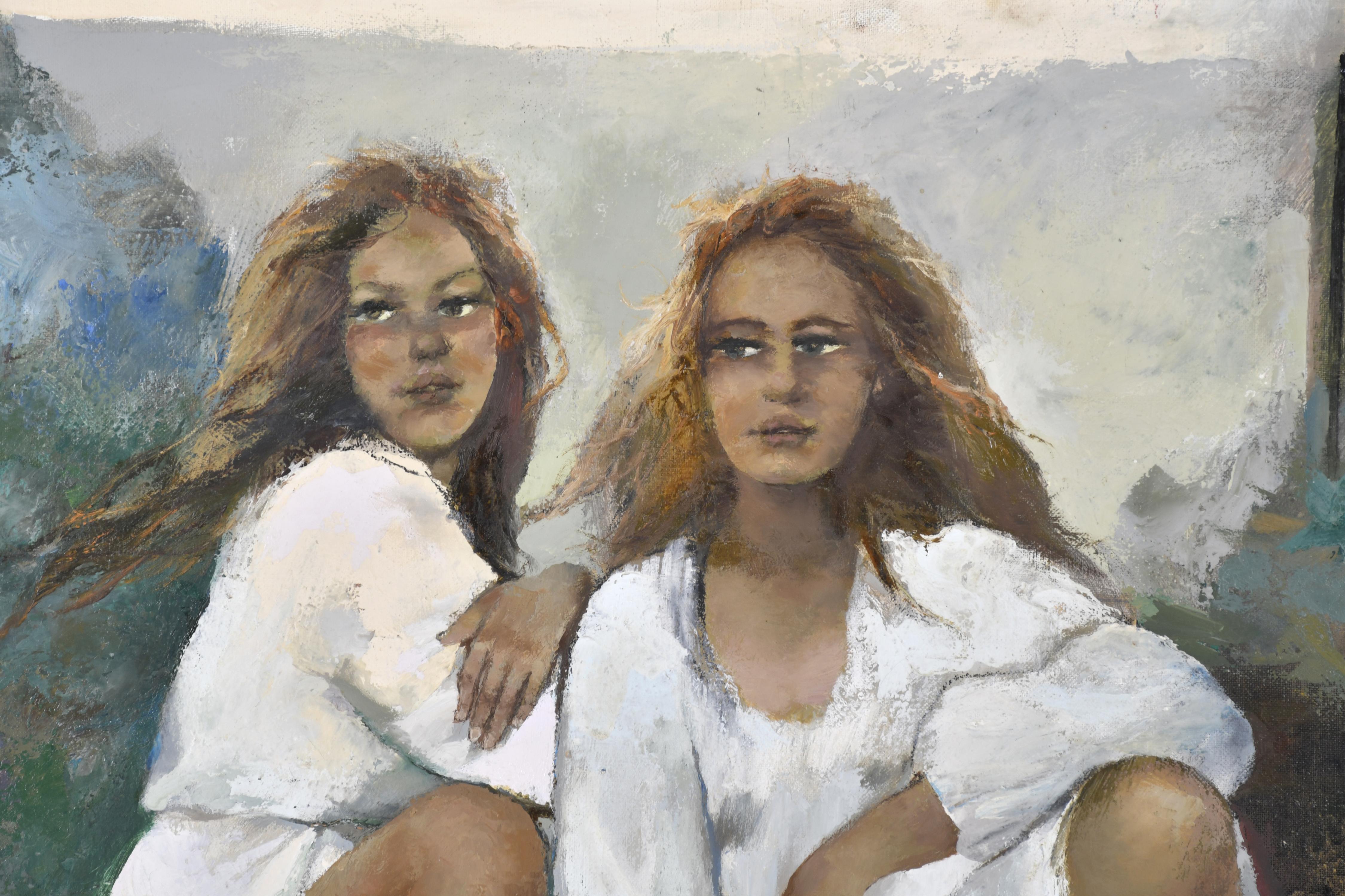 RAMÓN AGUILAR MORÉ (1924-2015). "Dos chicas sentadas", 1983