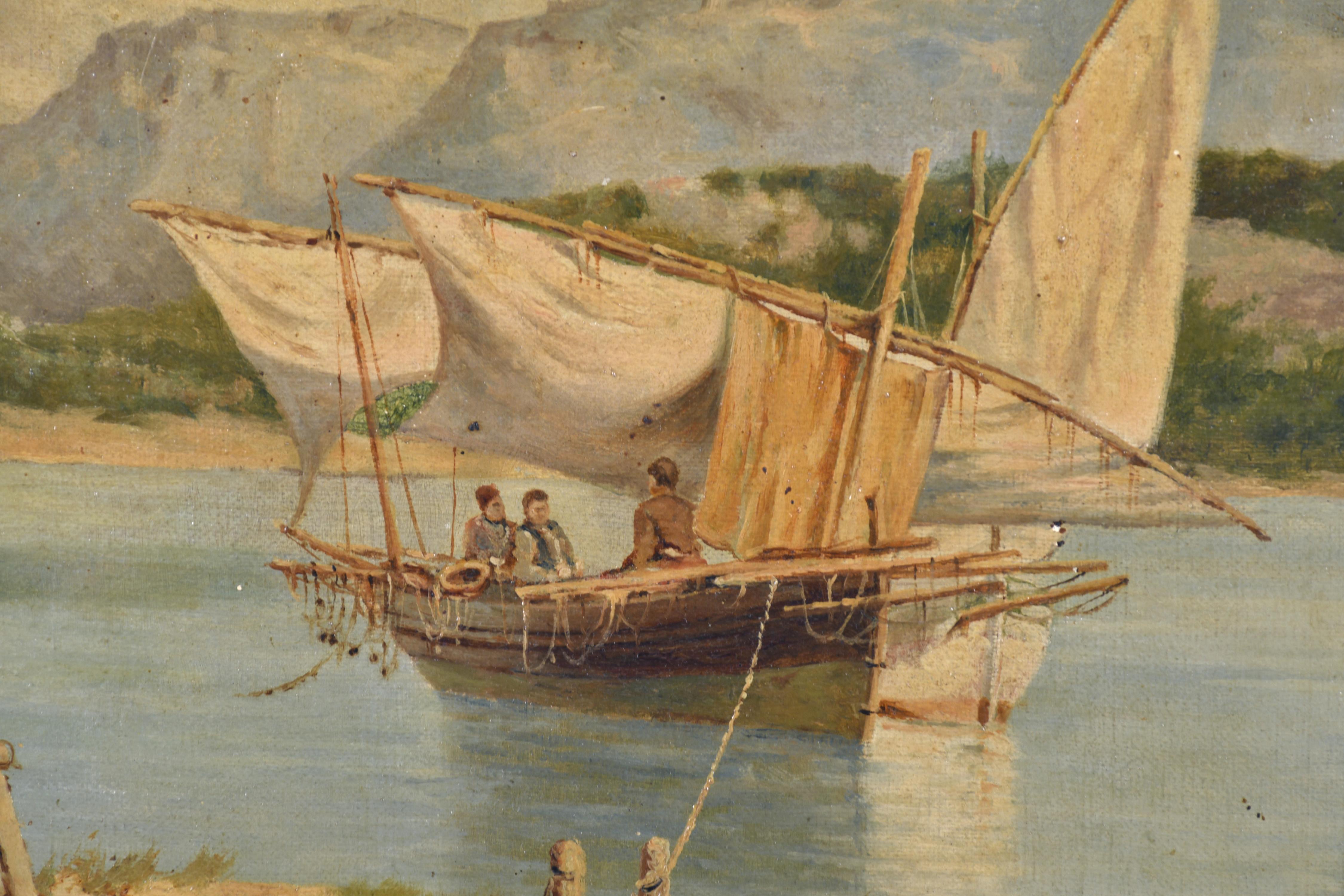 EMILIO SANCHIS (XIX-XX).  "Velero en el lago".