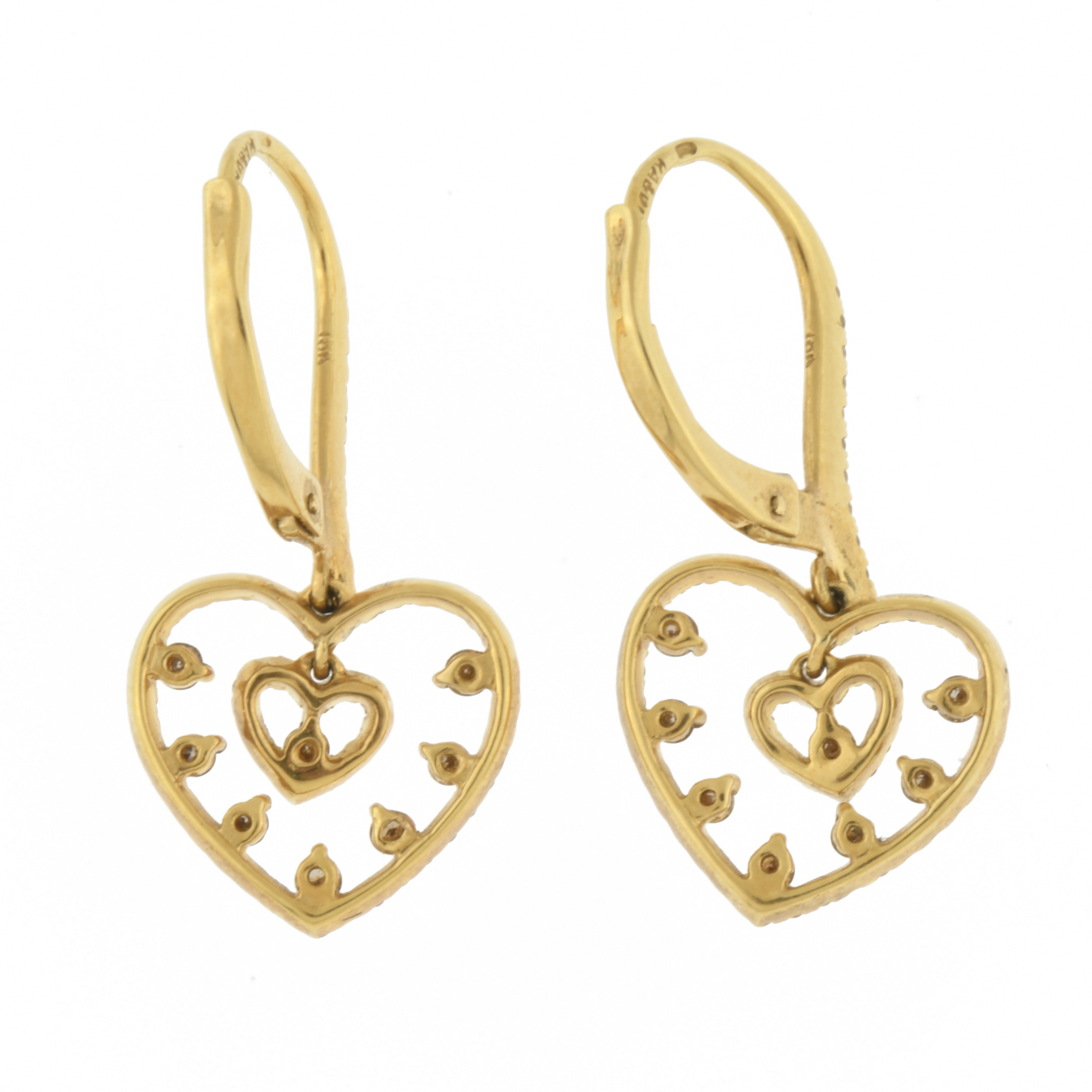 Pendientes con corazones con diamantes