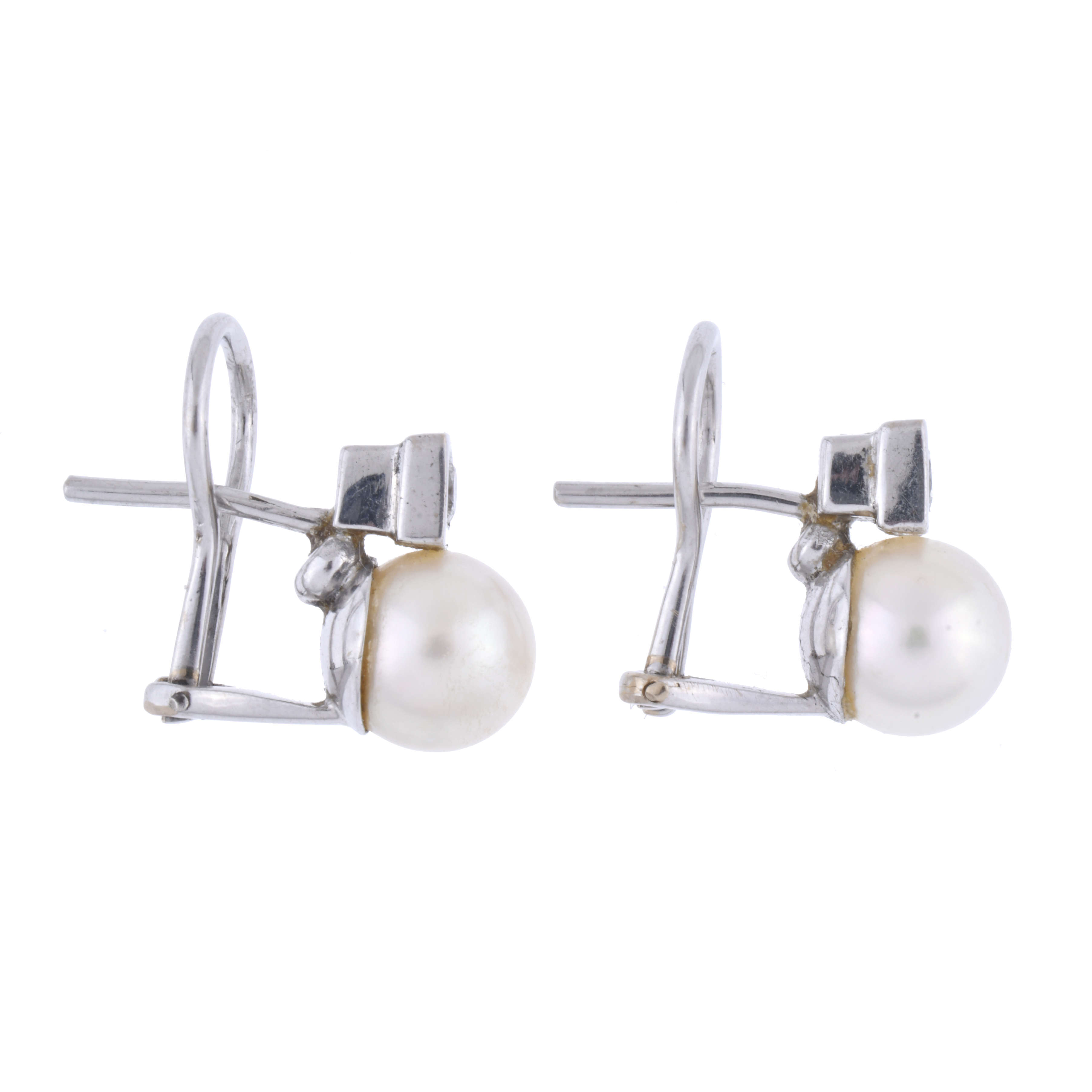 Pendientes con perlas y diamantes