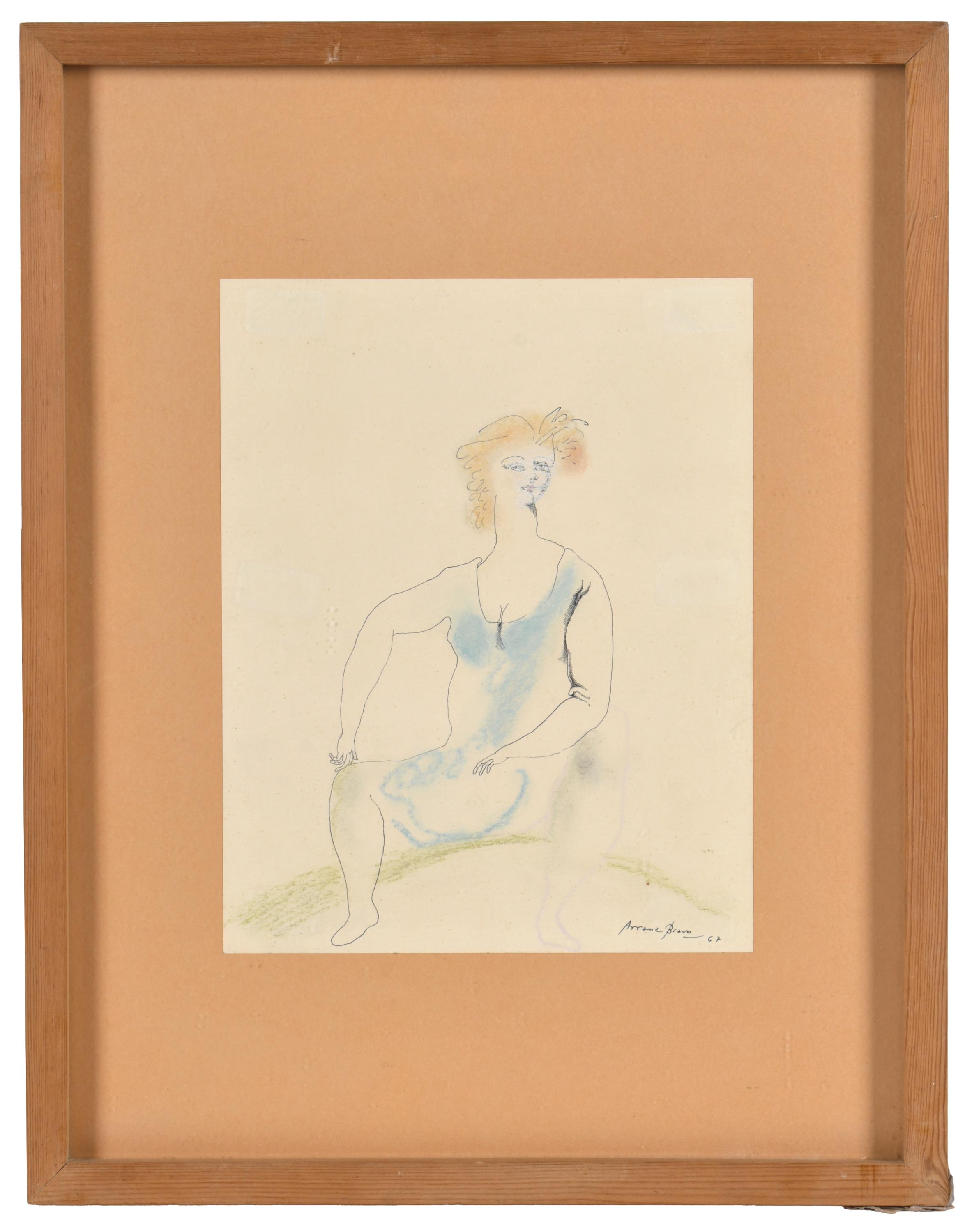 EDUARD ARRANZ-BRAVO (1941). "Mujer con vestido azul", 1967.