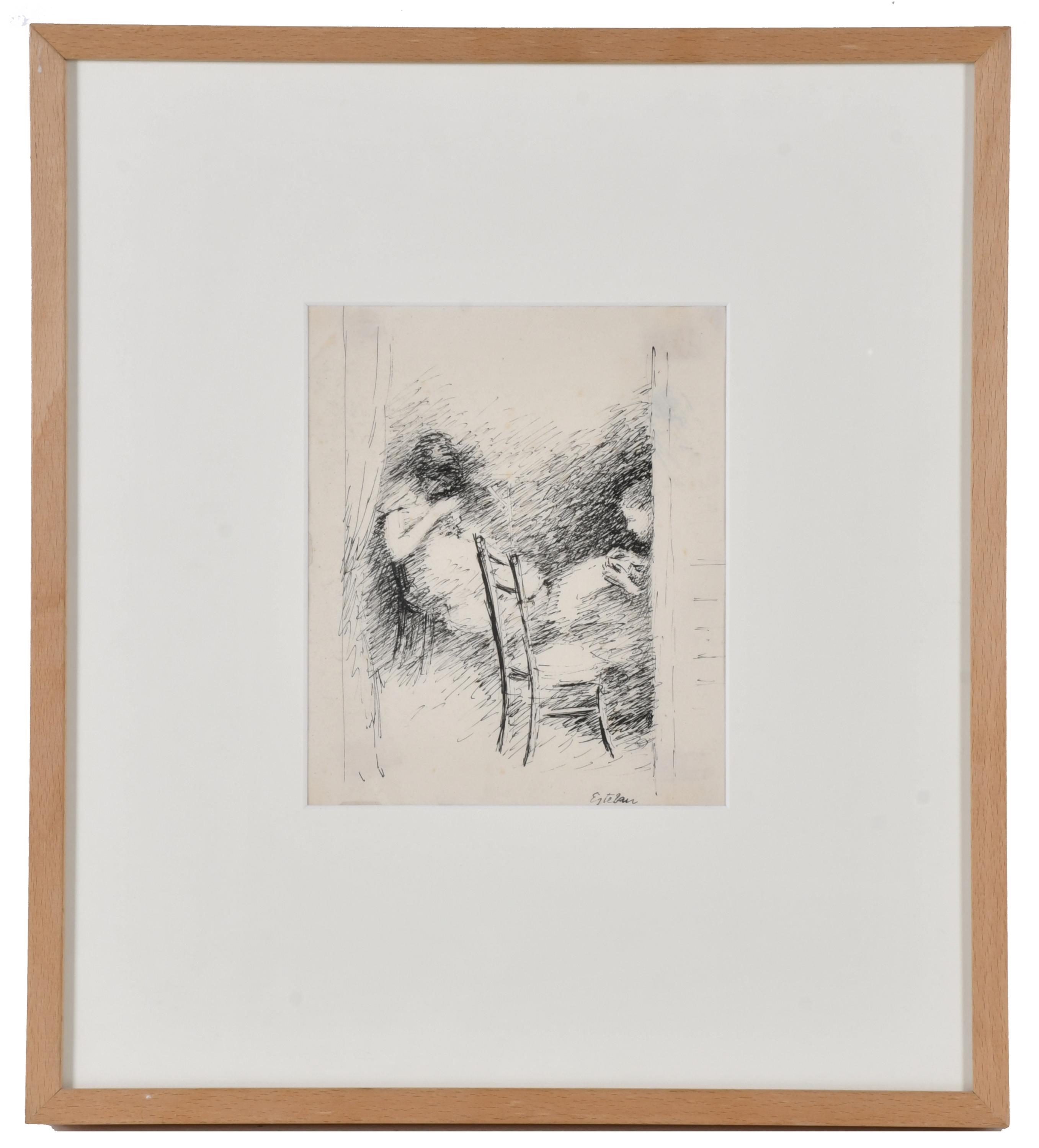 ESTEBAN VICENTE (1903-2001).  "Jóvenes cosiendo", circa 193