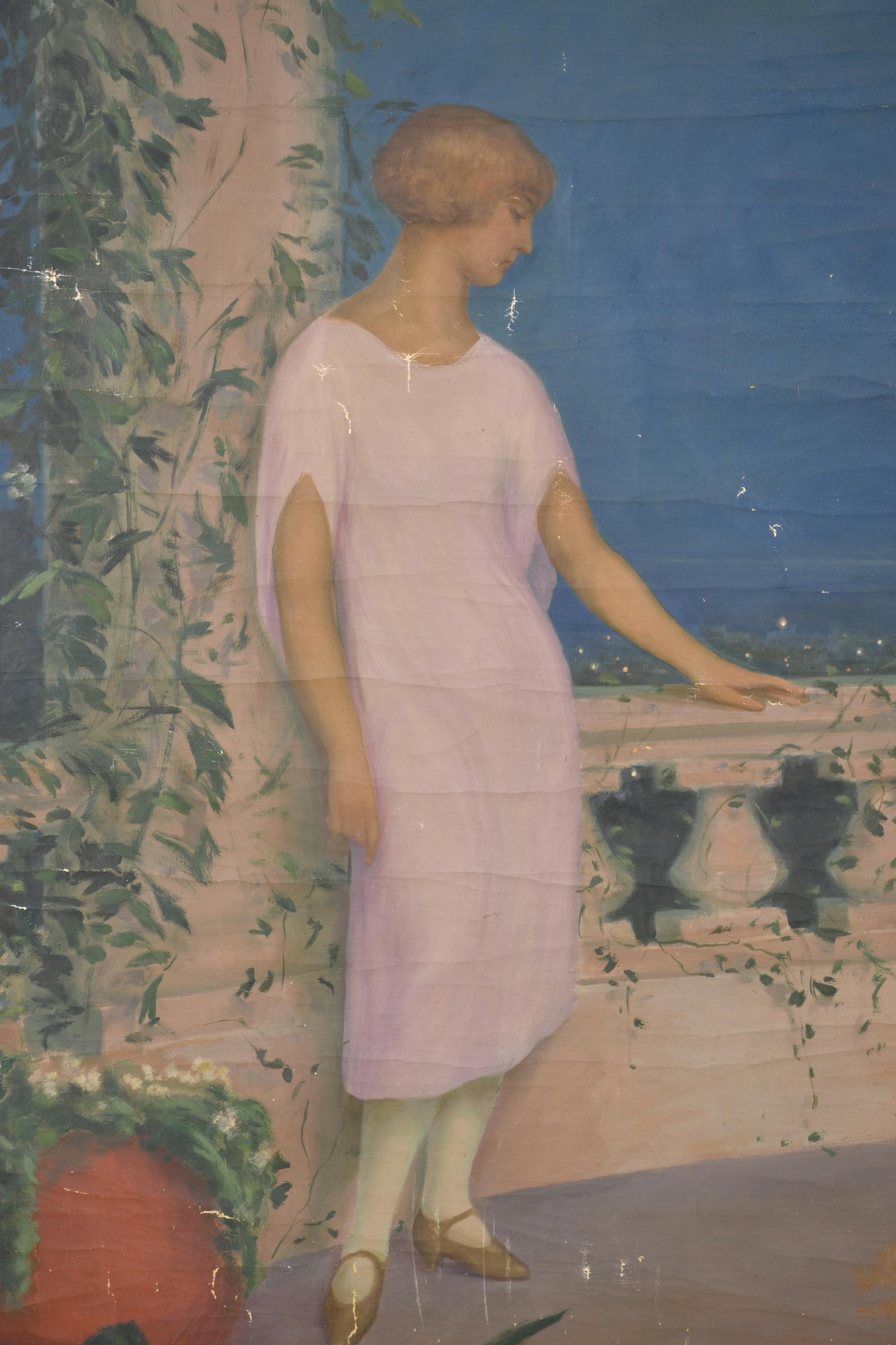 DIONÍS RENART GARCÍA (1878-1946).  "Joven en el templete", 