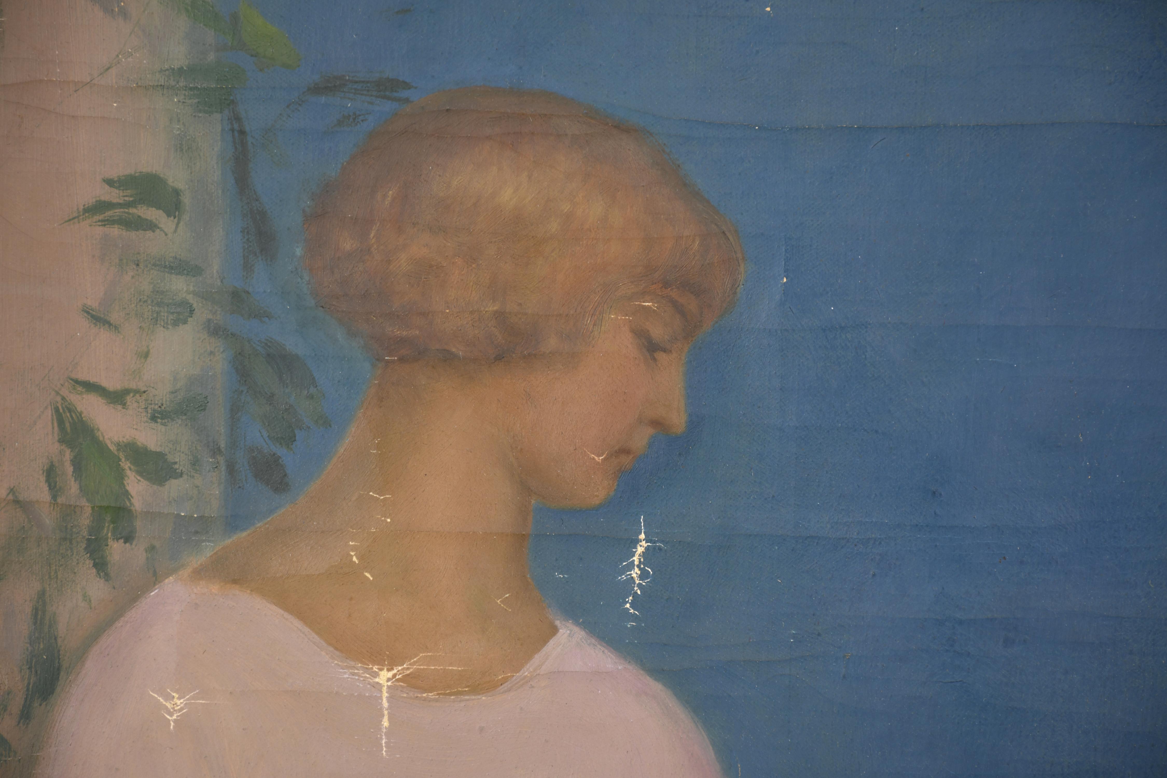 DIONÍS RENART GARCÍA (1878-1946).  "Joven en el templete", 