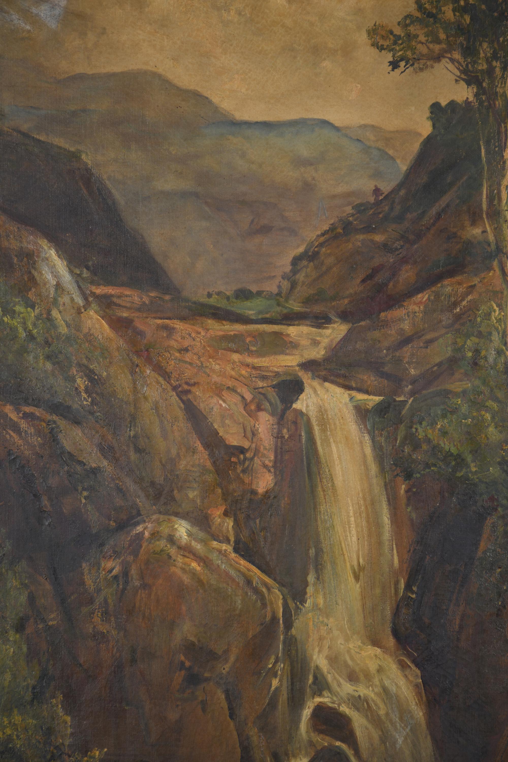 RICARDO MARTÍ AGUILÓ (1868-1936). "Paisaje con cascada". 