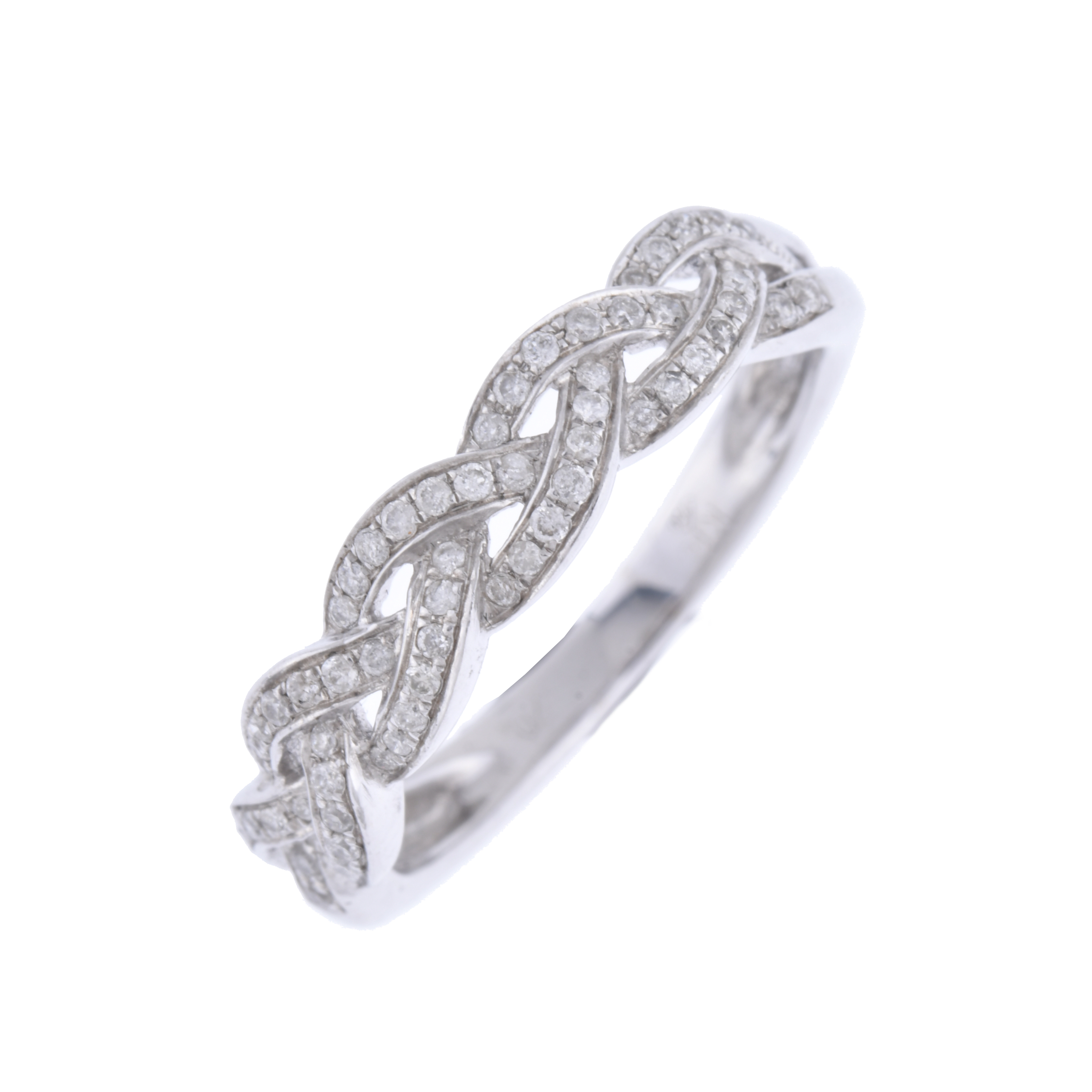 Anillo trenzado con diamantes.