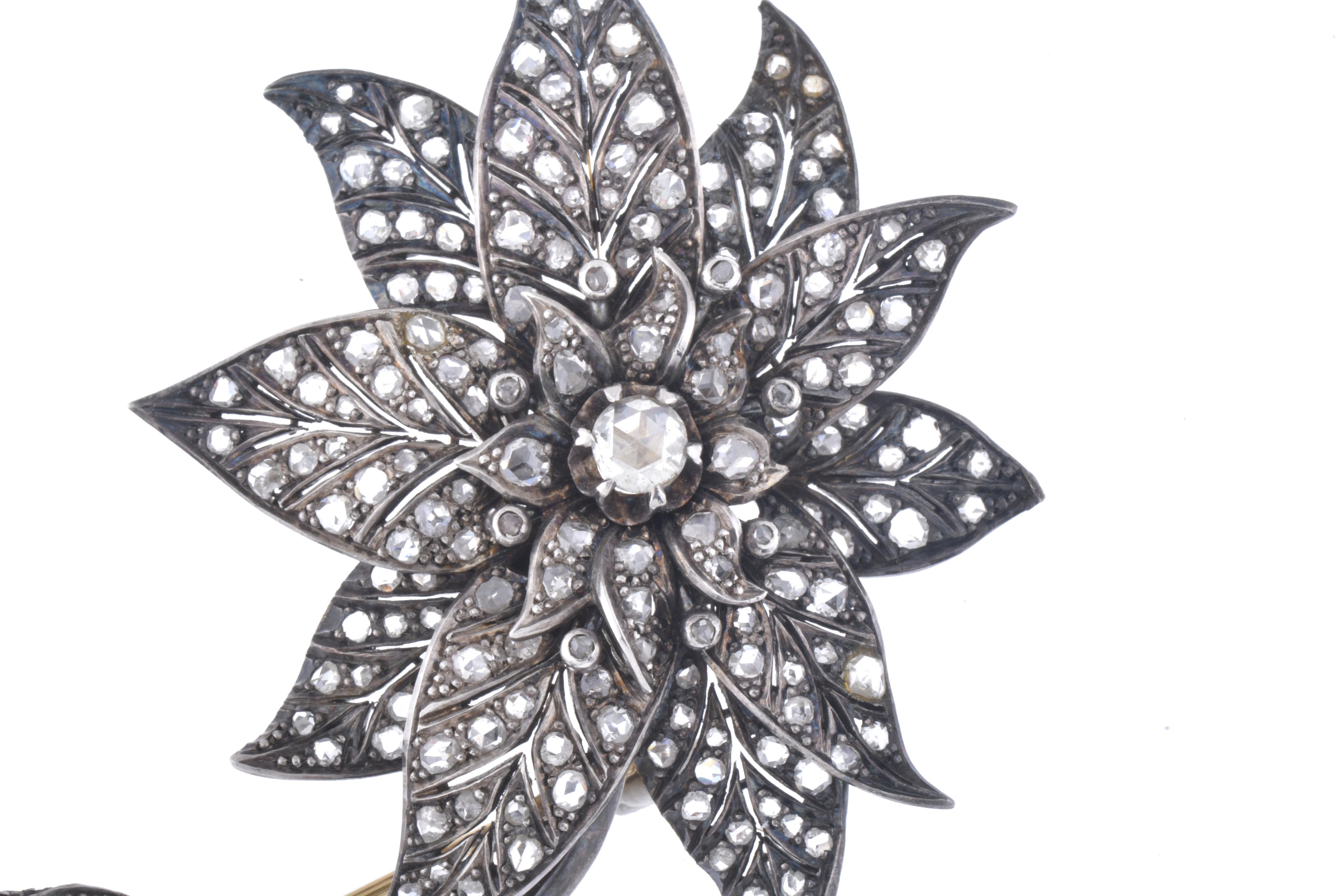 Broche floral francés, belle époque de finales del s. XIX, 