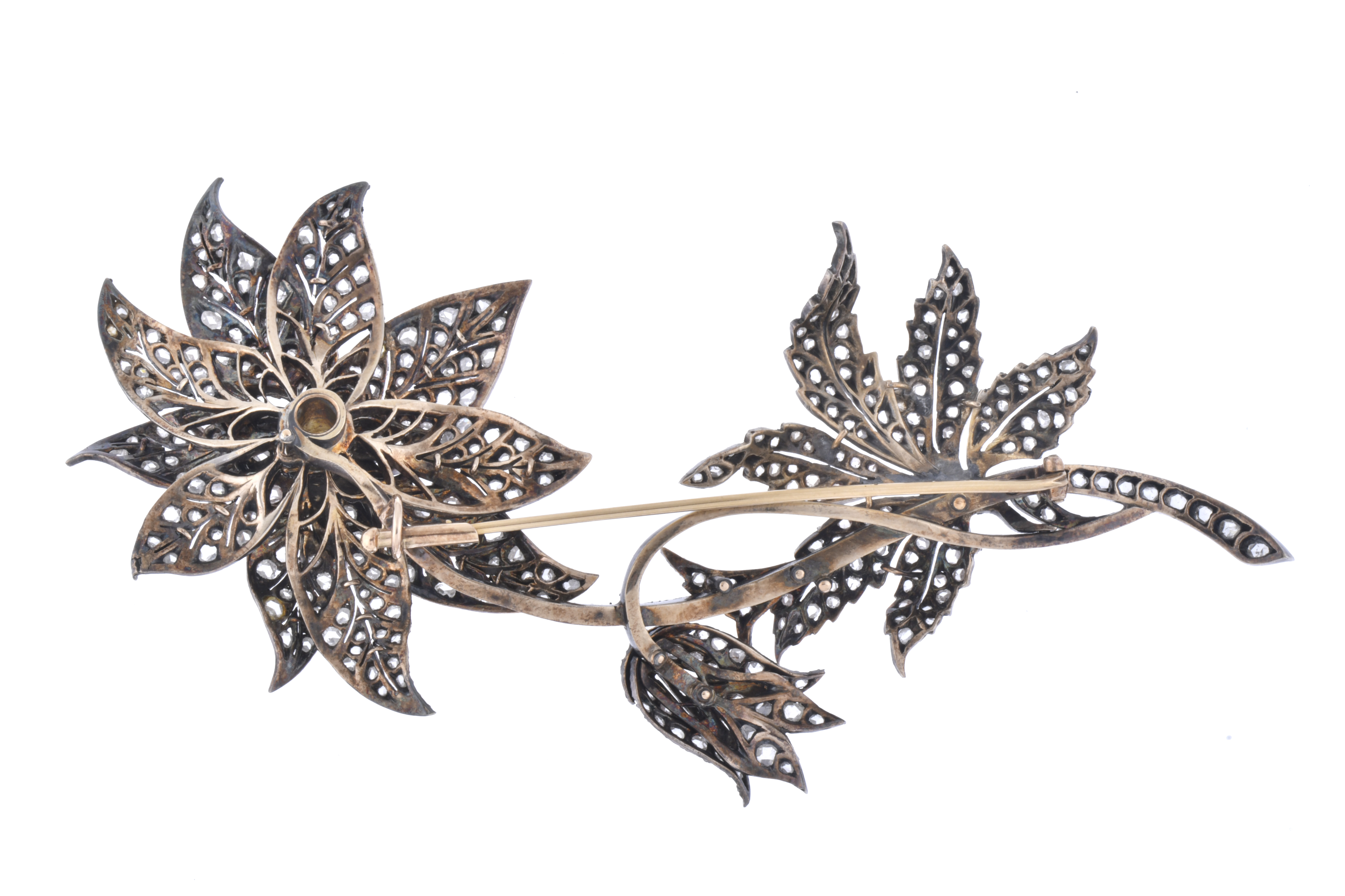 Broche floral francés, belle époque de finales del s. XIX, 