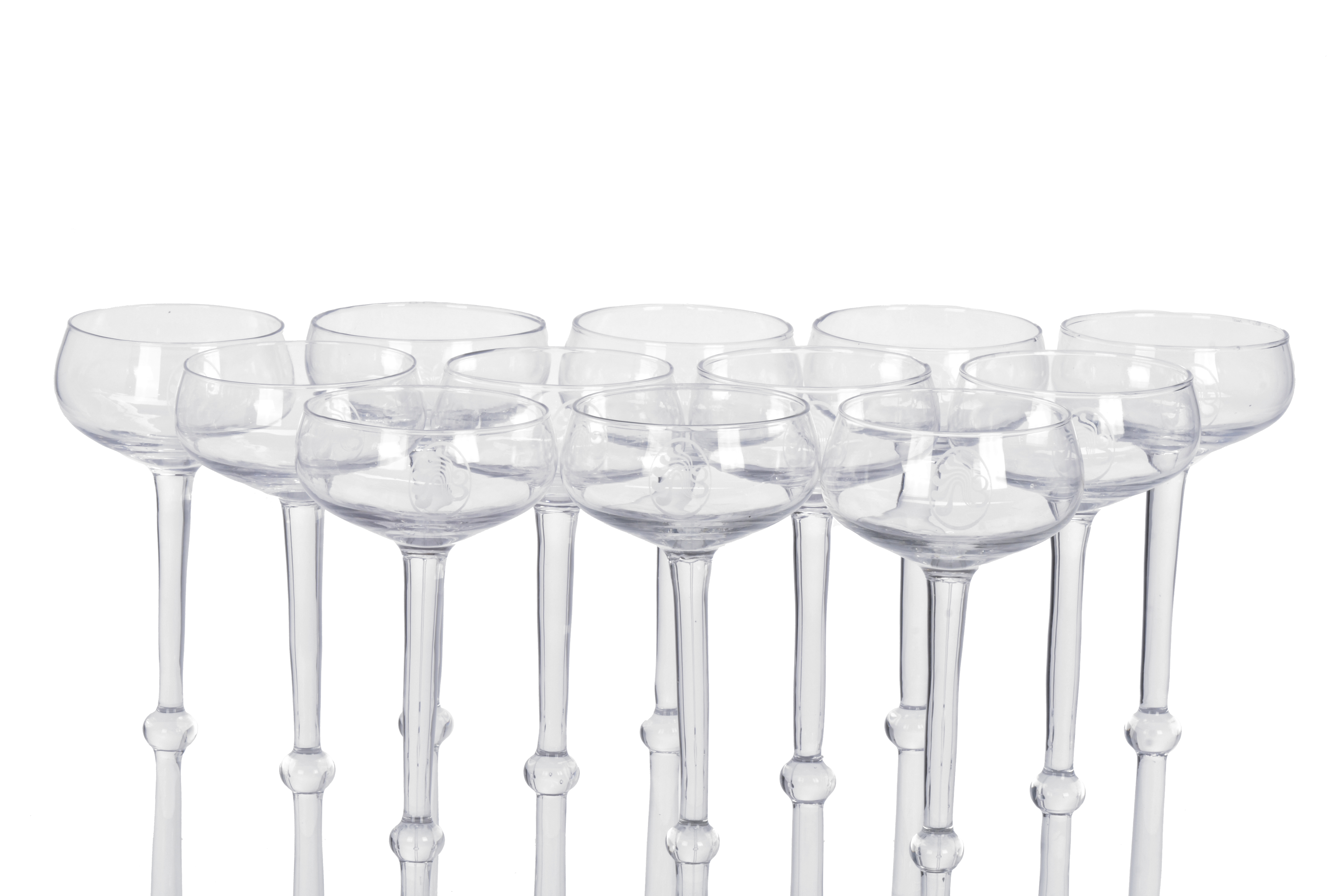 Conjunto de doce copas de cava de la discoteca Bocaccio.