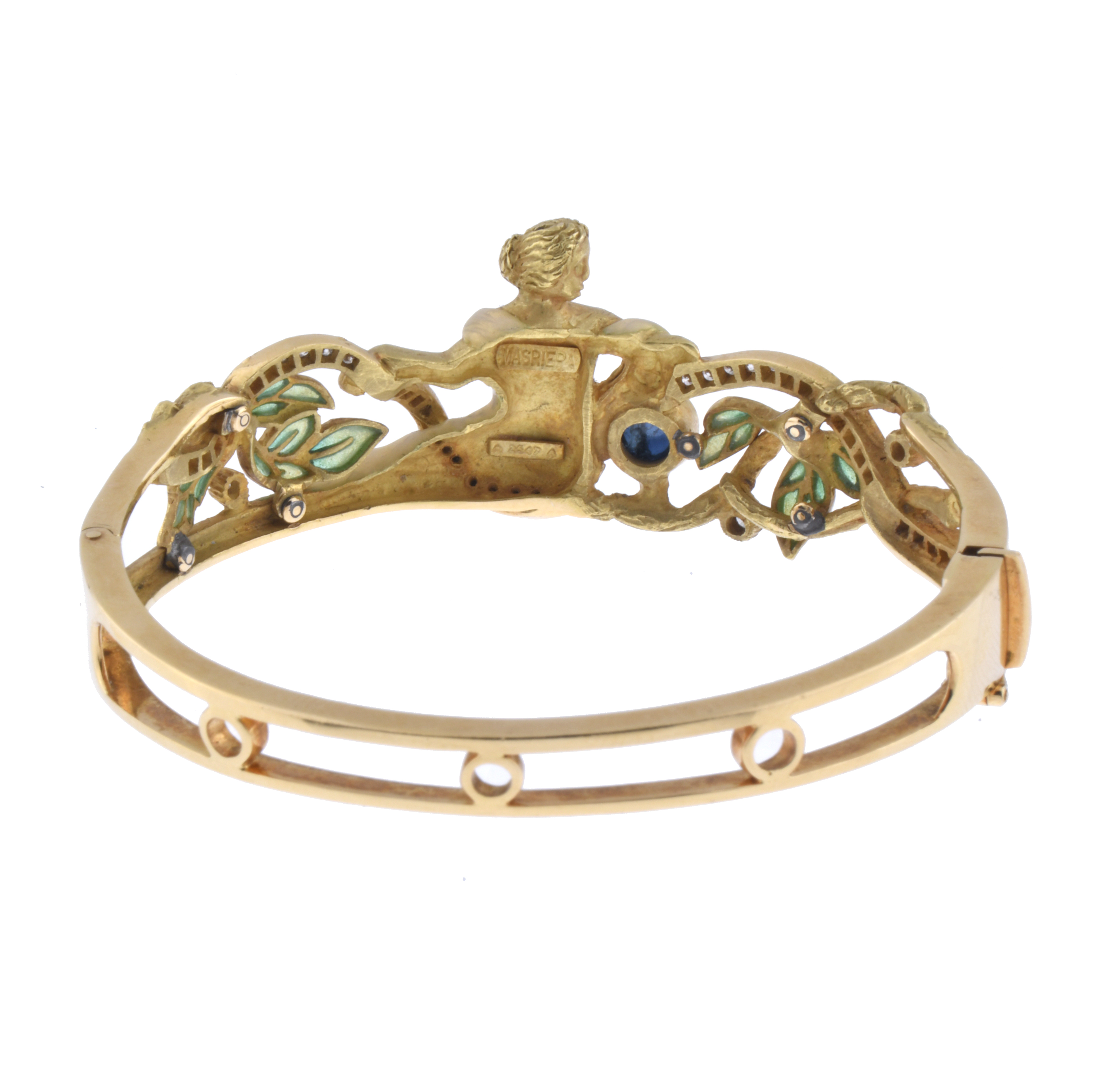 MASRIERA. Brazalete rígido modernista en forma de nínfa, co