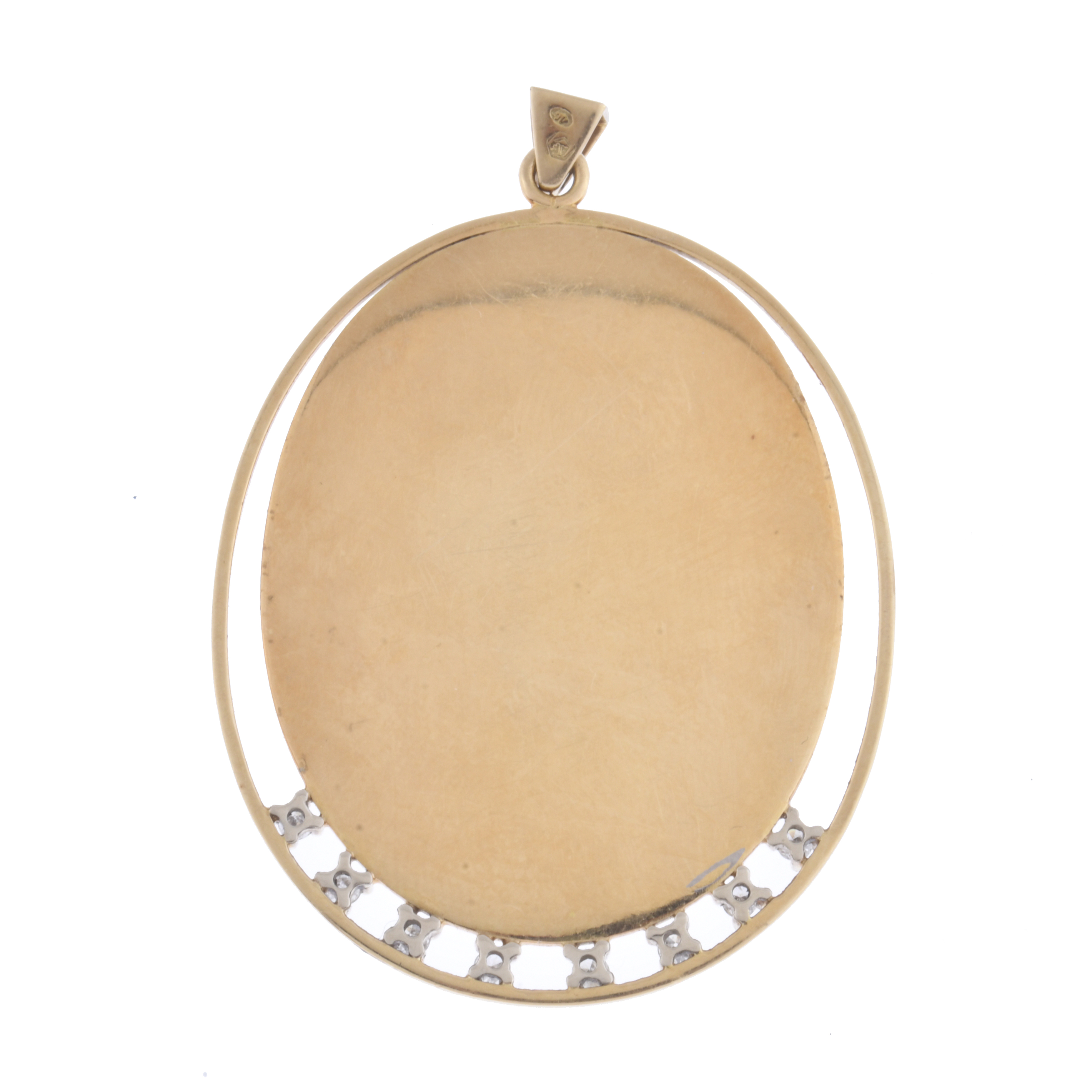 Colgante con imágen de la virgen en esmalte. PPS. S. XX.
