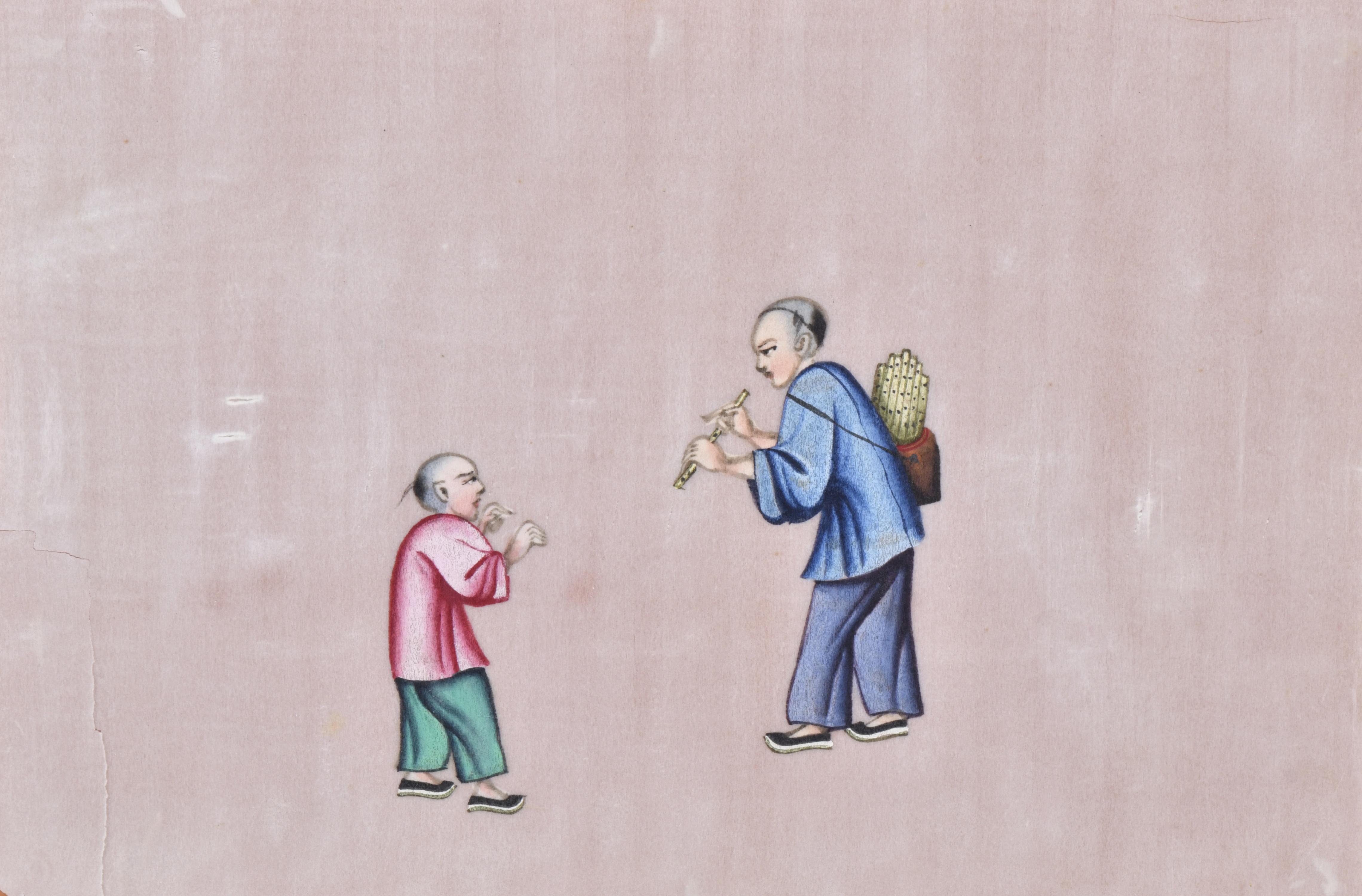 ESCUELA CHINA, SIGLO XX. Conjunto de cuatro escenas costumb