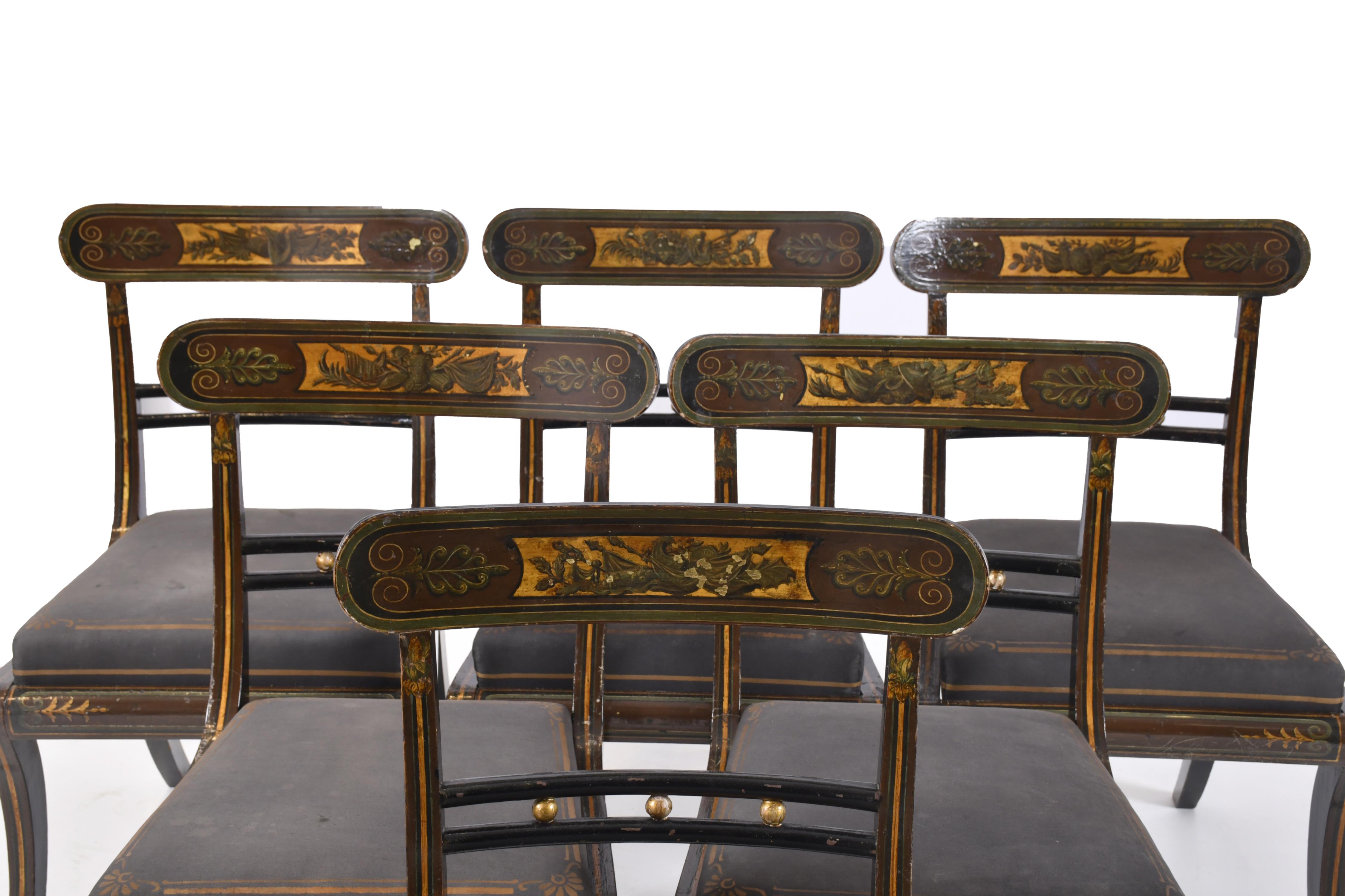 Conjunto de seis sillas Late Regency - Federal, probablemen