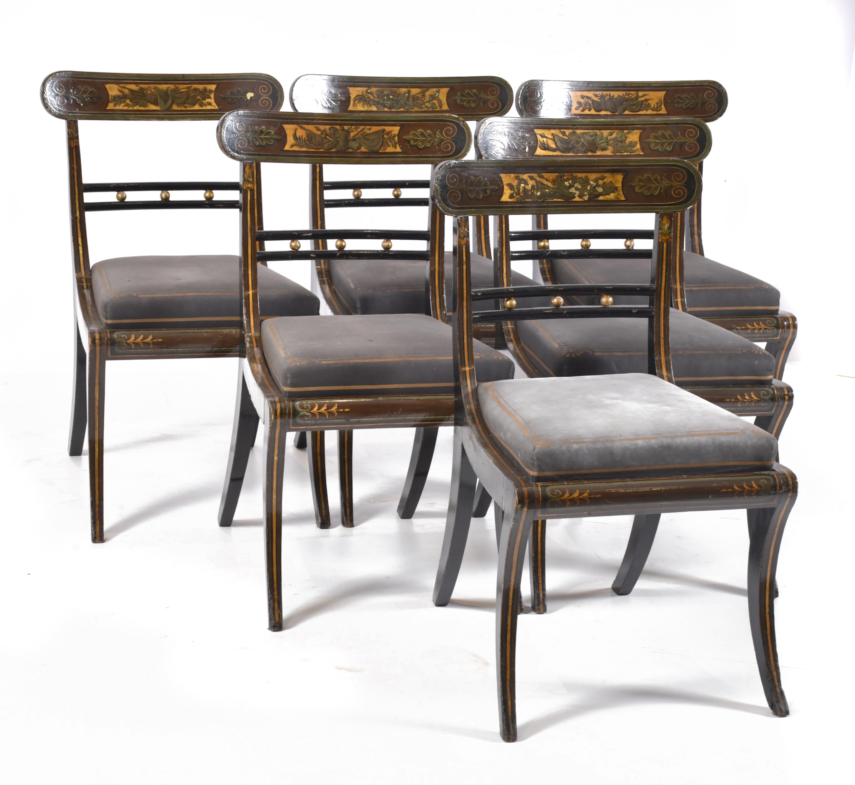 Conjunto de seis sillas Late Regency - Federal, probablemen