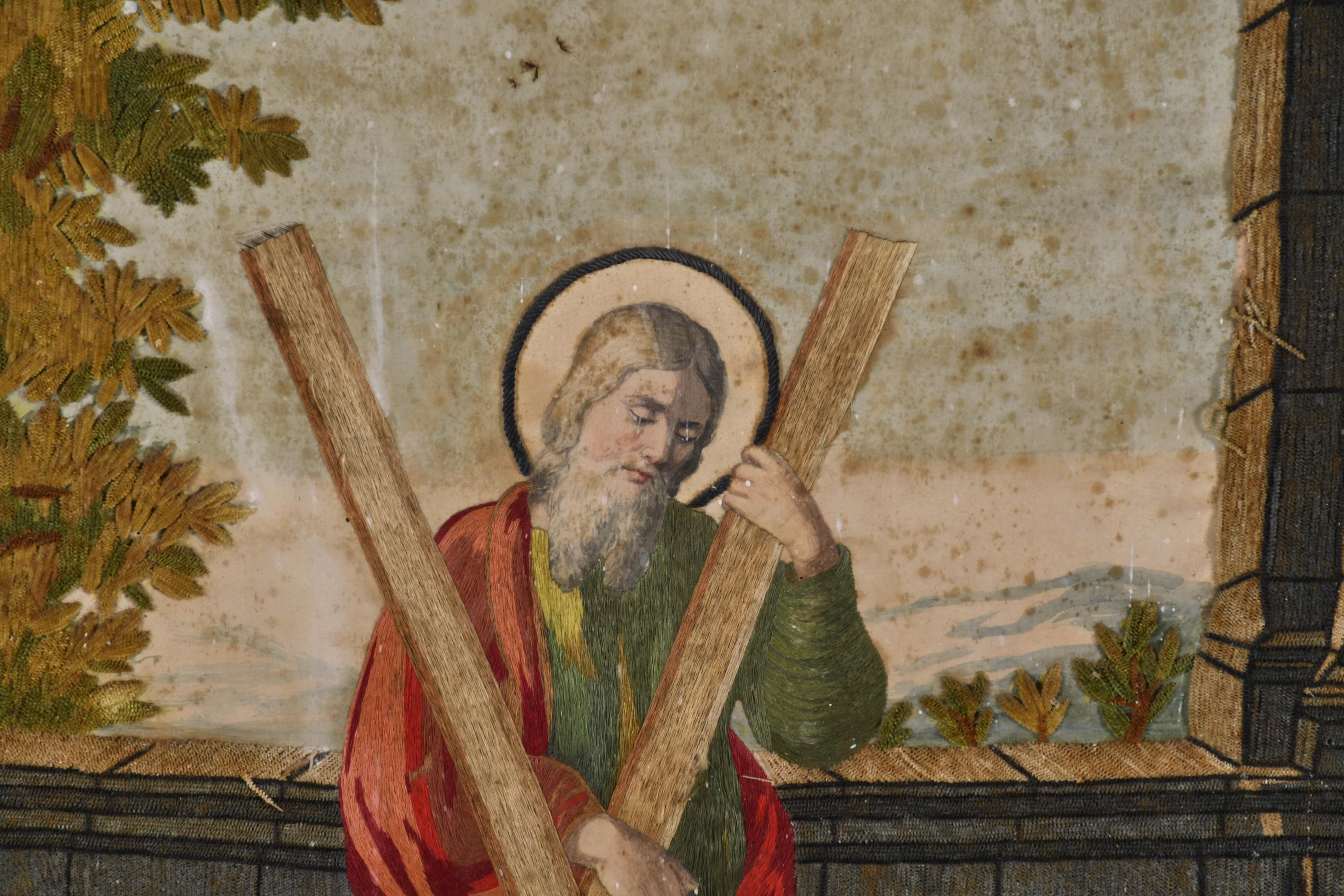 Bordado con la imagen de San Andrés, med. siglo XX. 